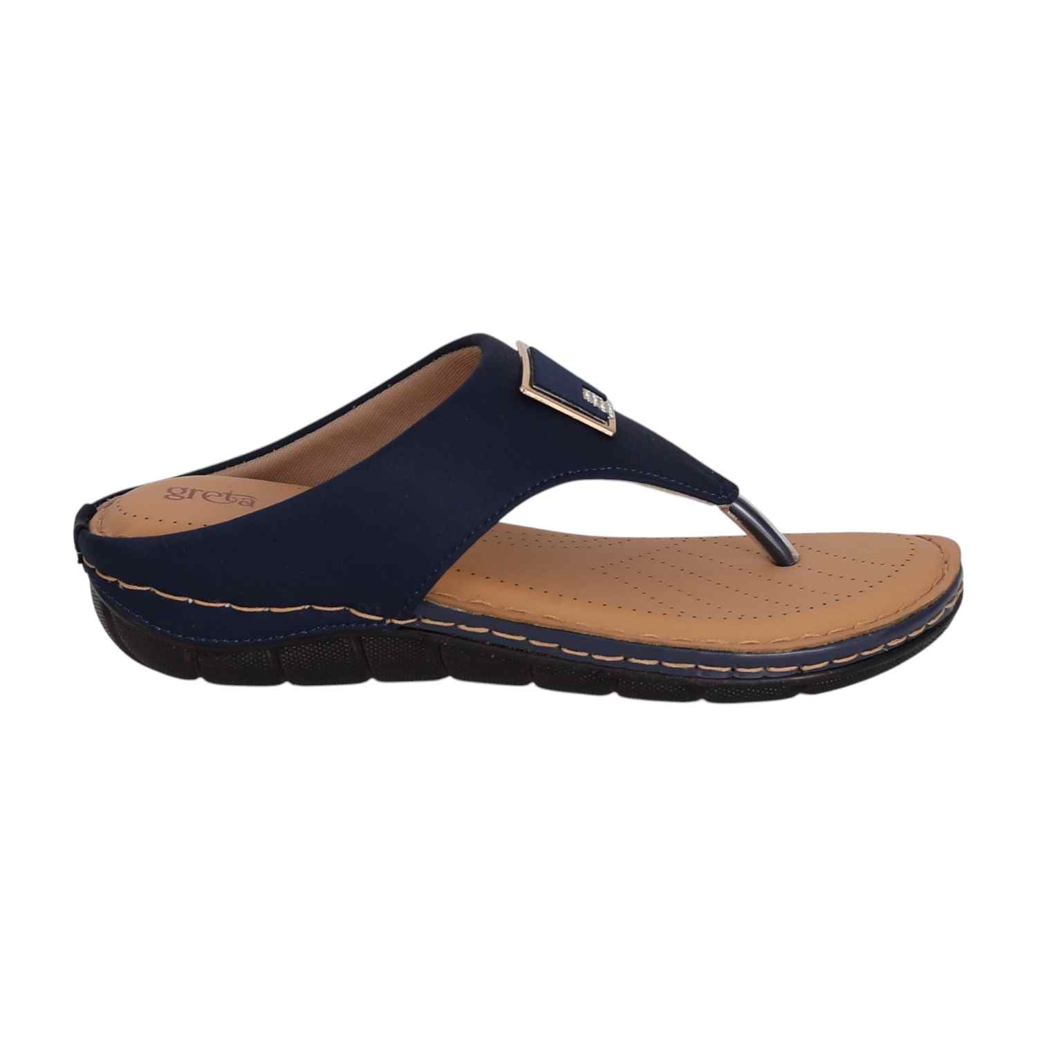 Women Navy Slip-On Thong Sandals