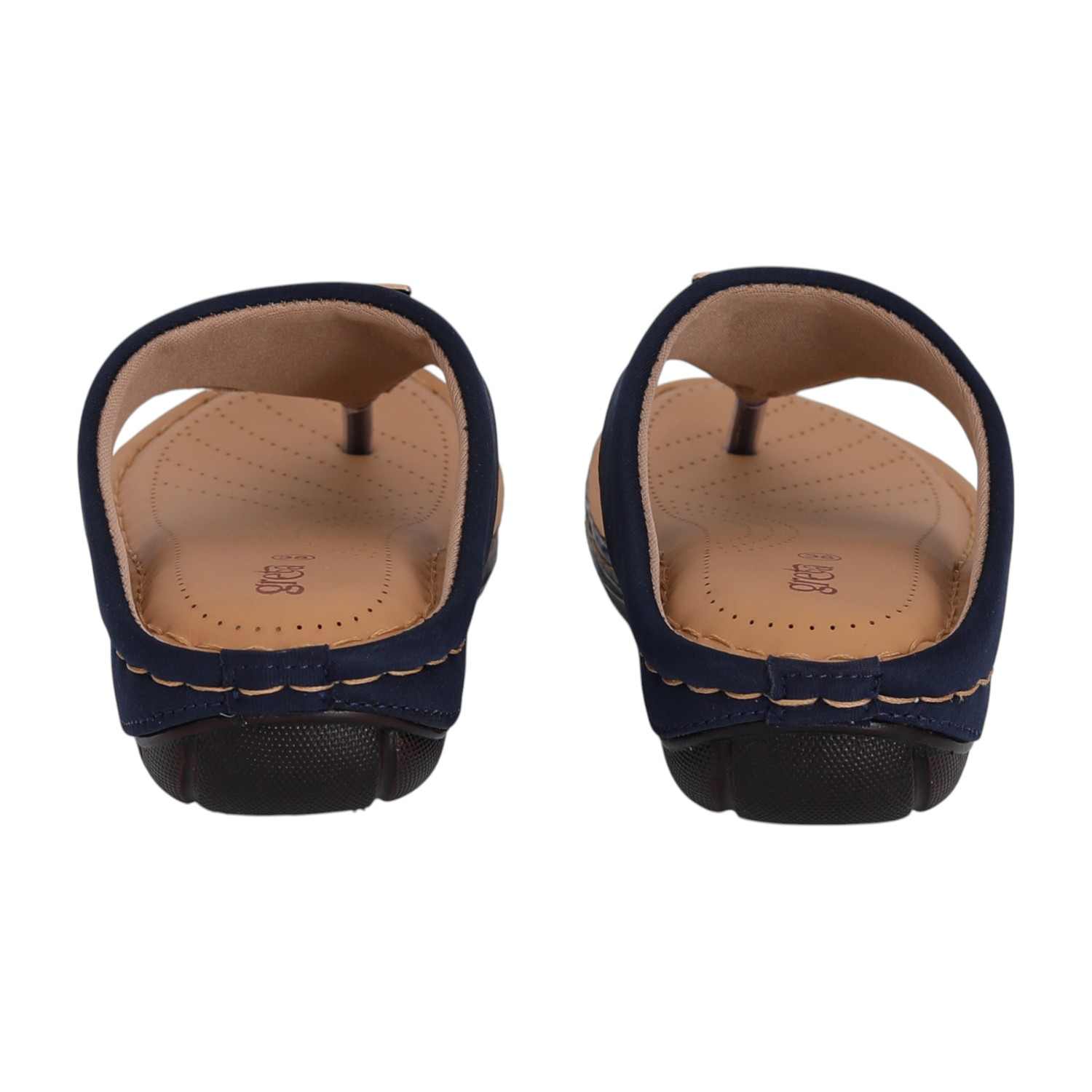 Women Navy Slip-On Thong Sandals