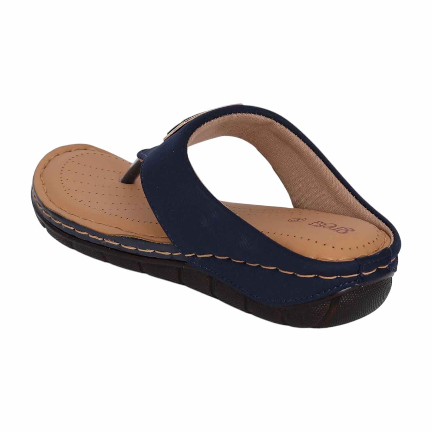 Women Navy Slip-On Thong Sandals