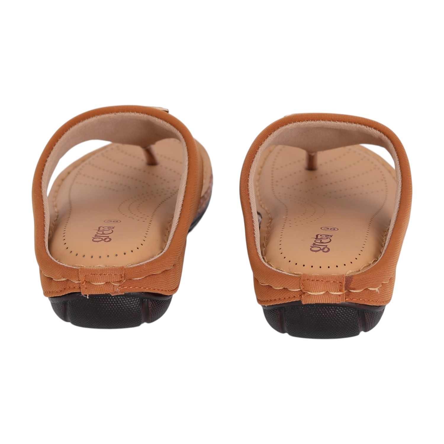 Women Tan Slip-On Thong Sandals