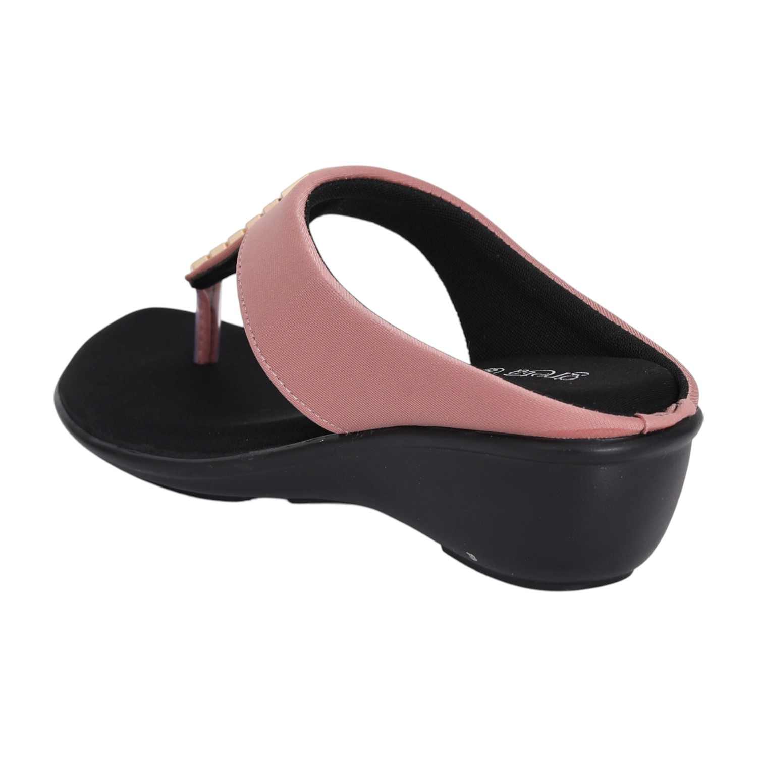 Women Blush Pink Gold Accent Wedge Sandals