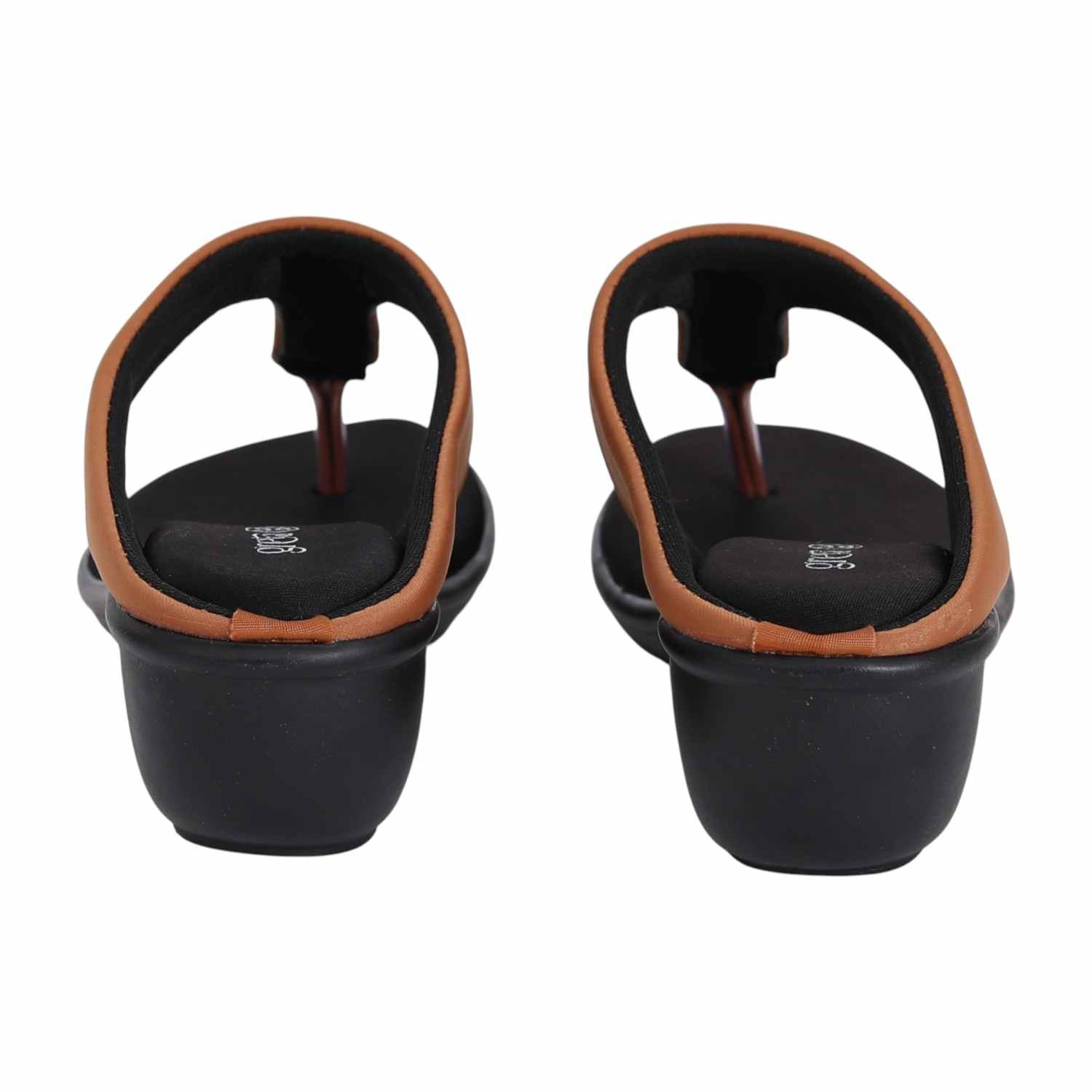 Women Tan Gold Accent Wedge Sandals