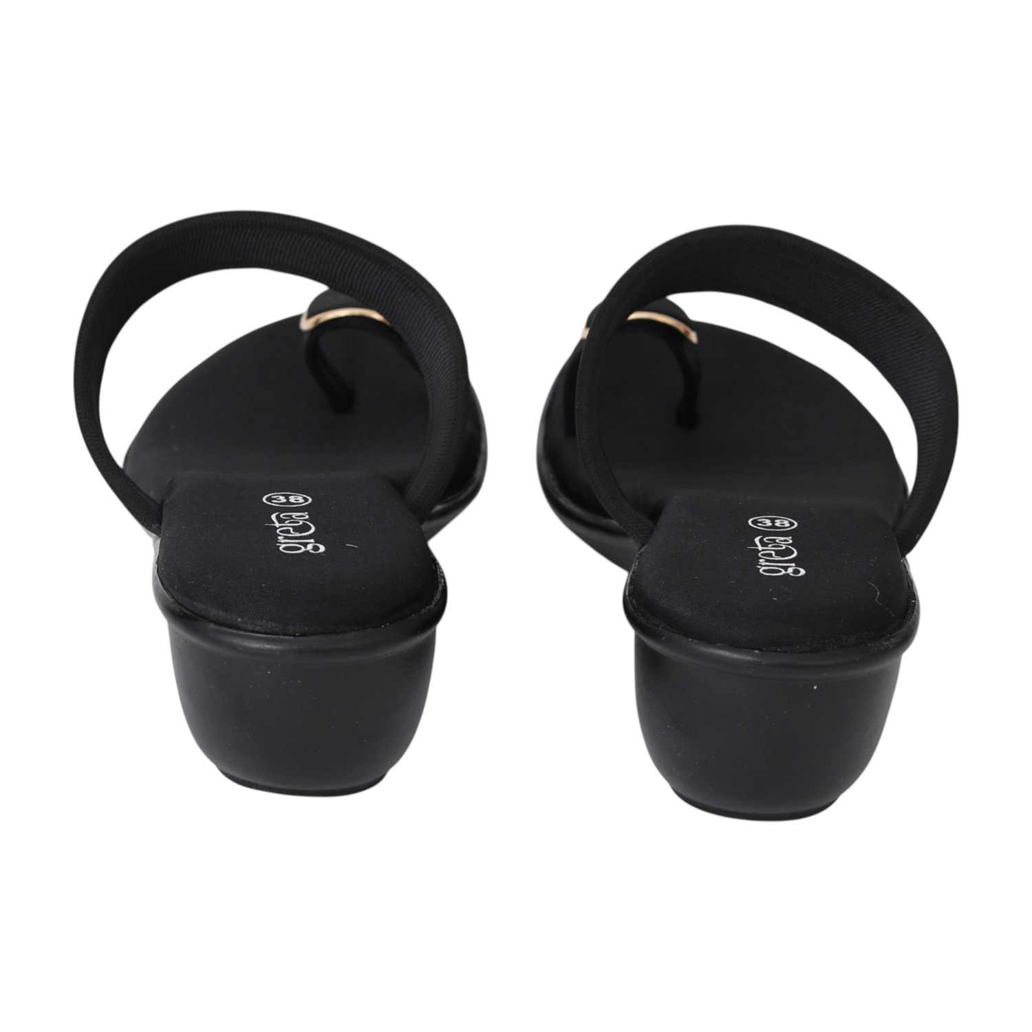 Women Black Elegance Toe-Ring Wedges