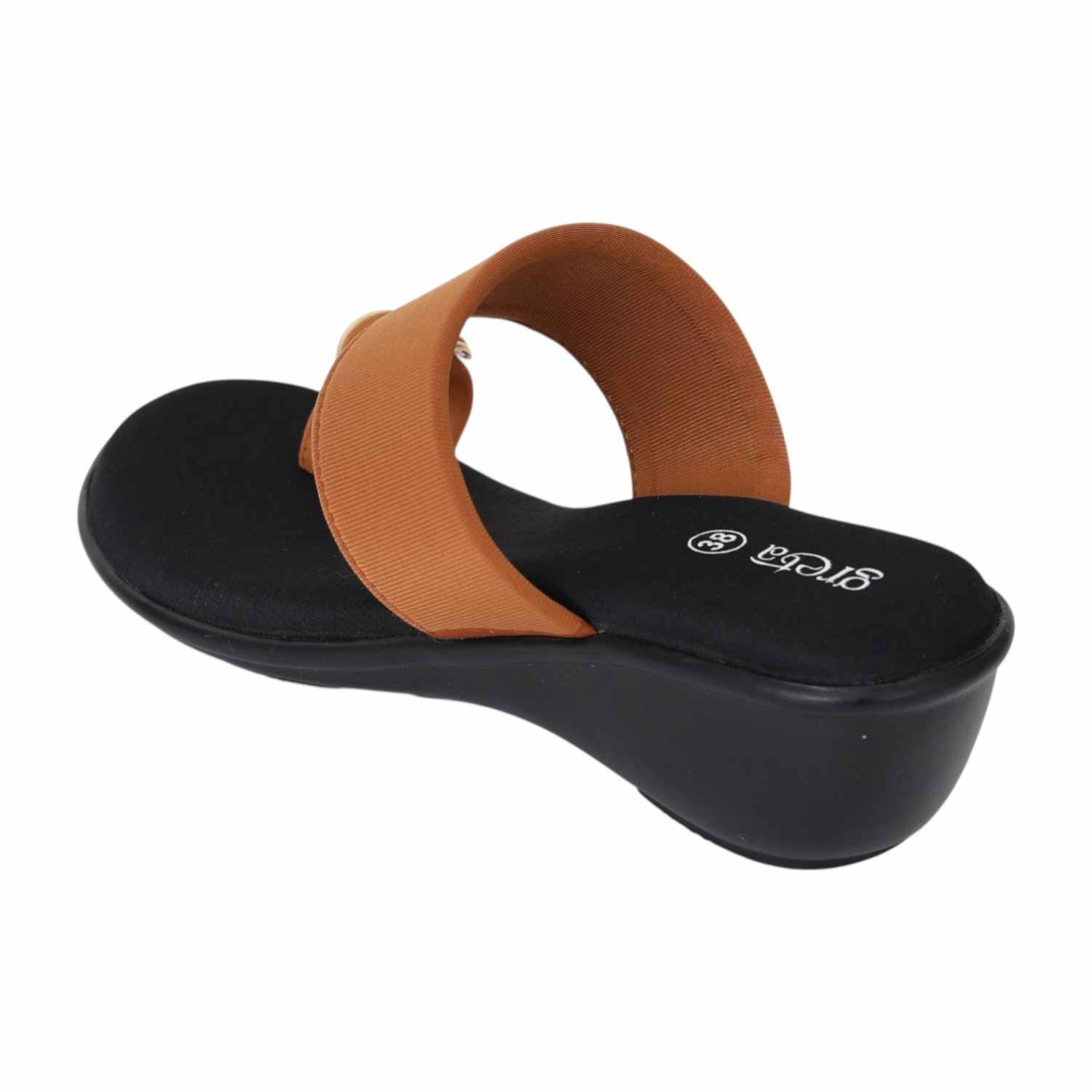 Women Tan Elegance Toe-Ring Wedges