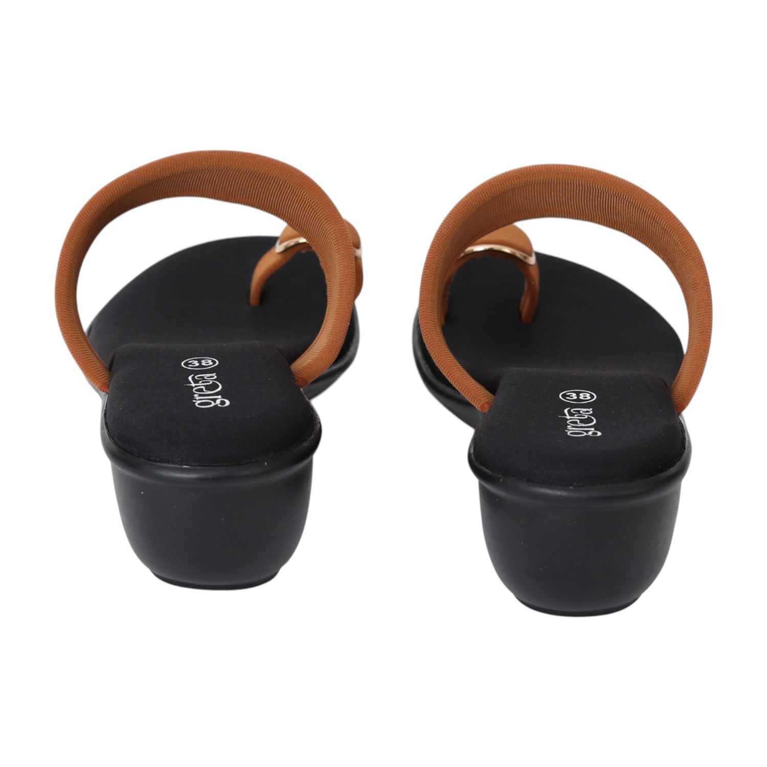 Women Tan Elegance Toe-Ring Wedges