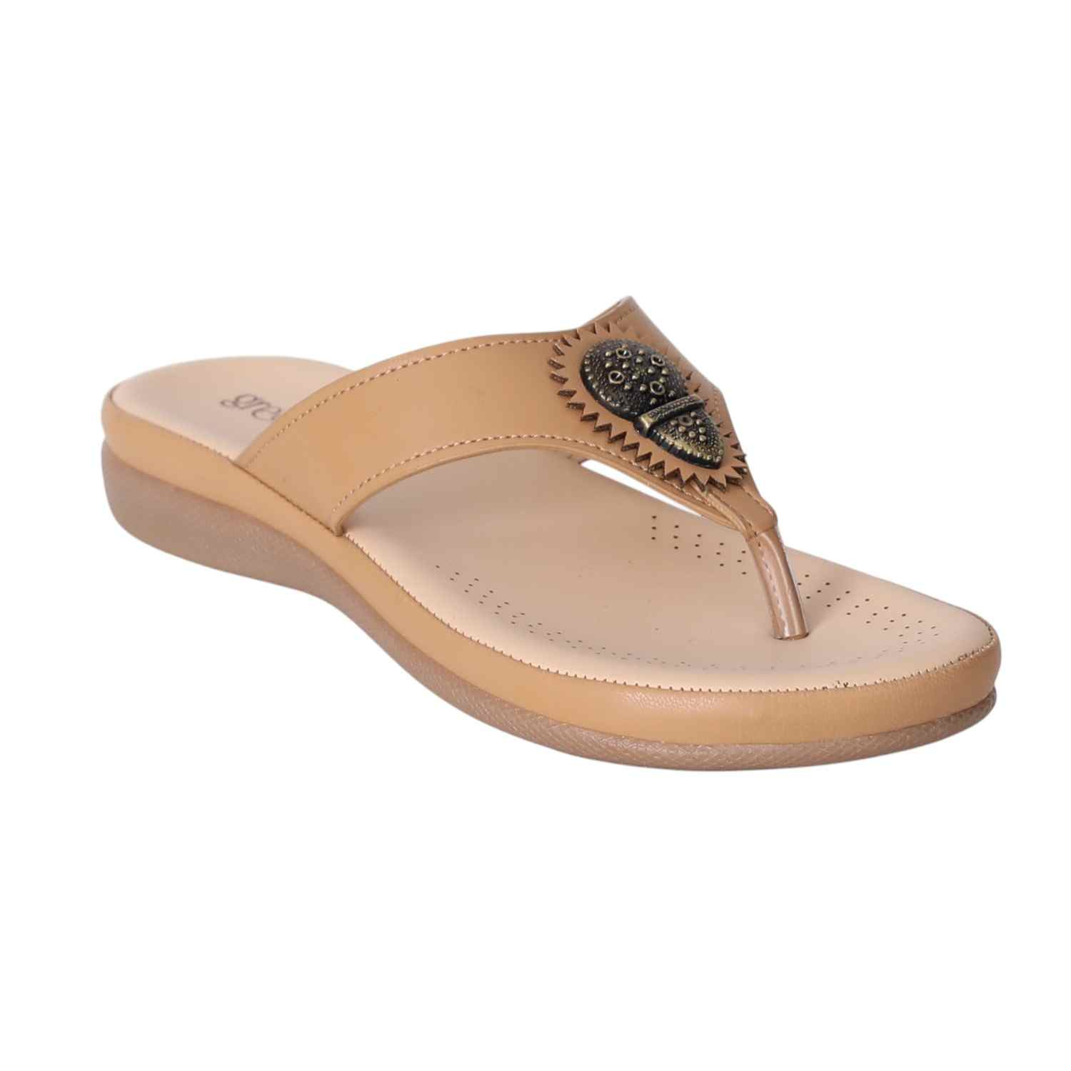 Women Beige  Comfort Slip-On Sandals