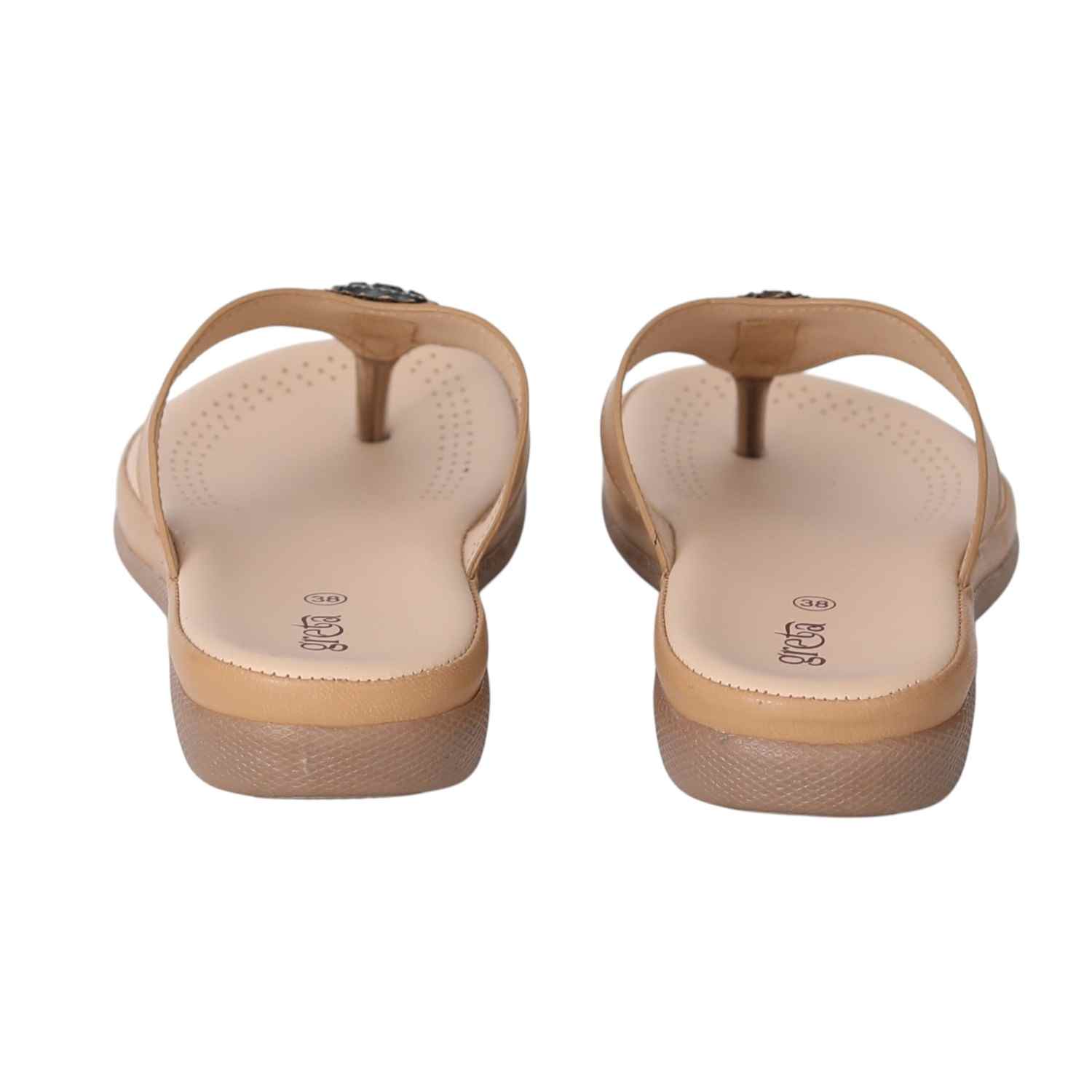 Women Beige  Comfort Slip-On Sandals