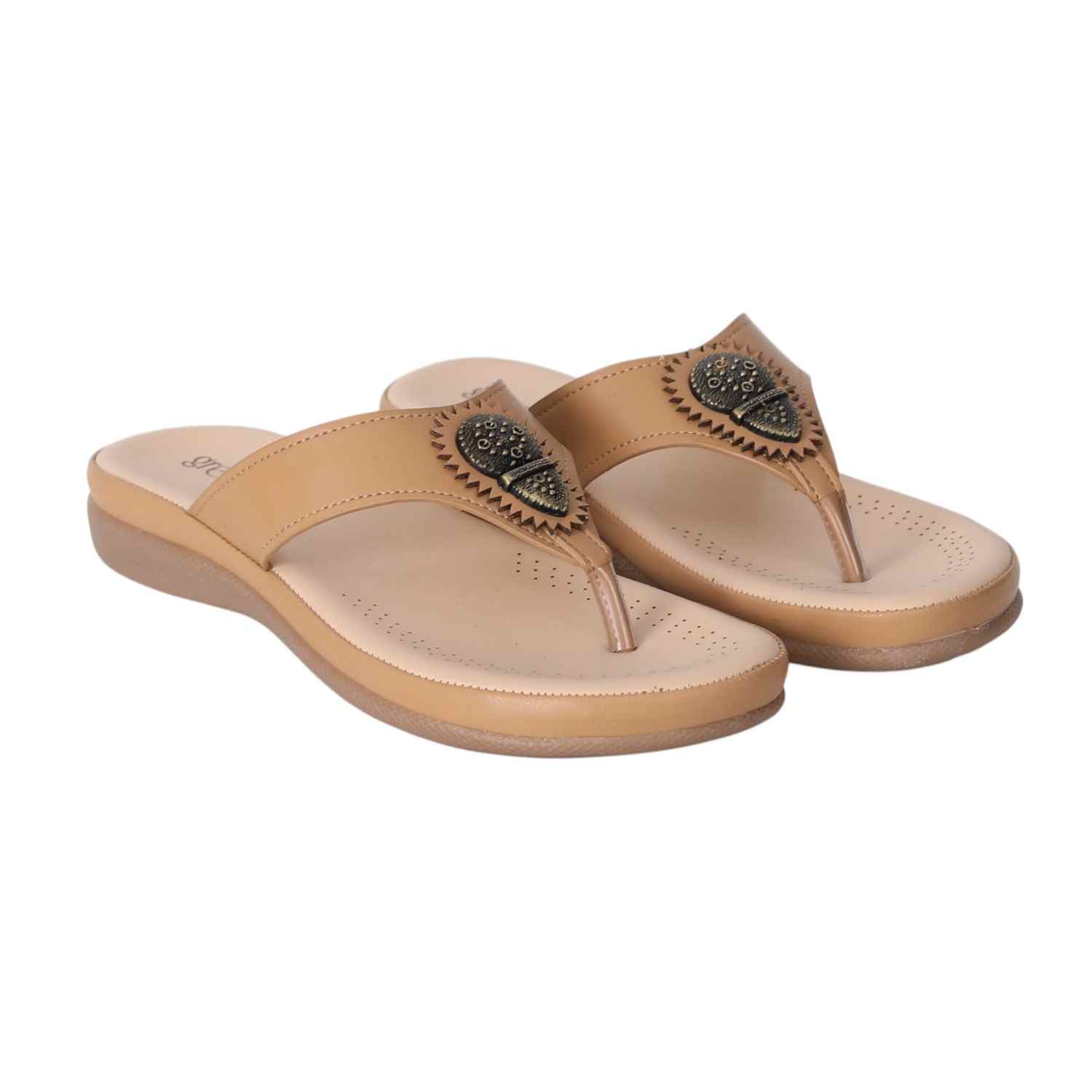 Women Beige  Comfort Slip-On Sandals