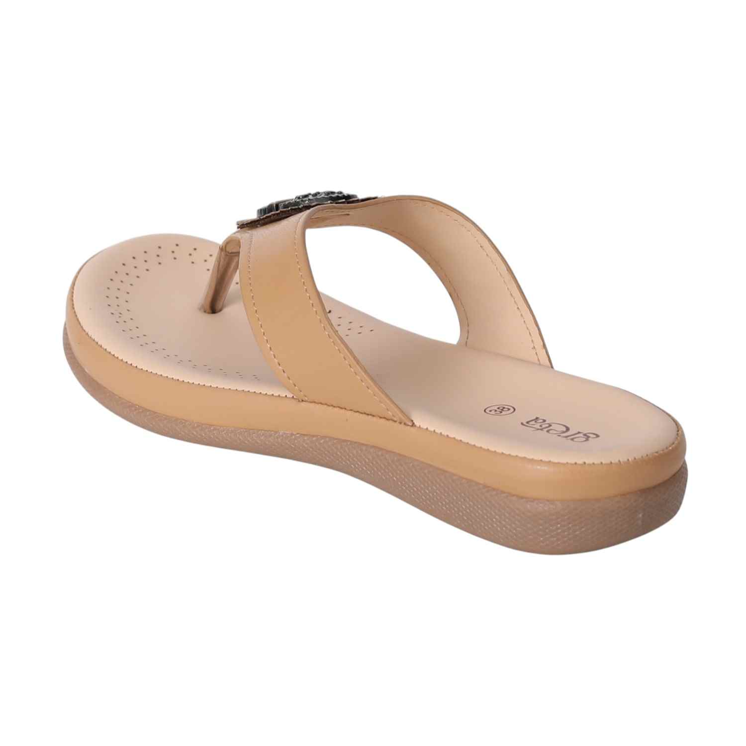 Women Beige  Comfort Slip-On Sandals