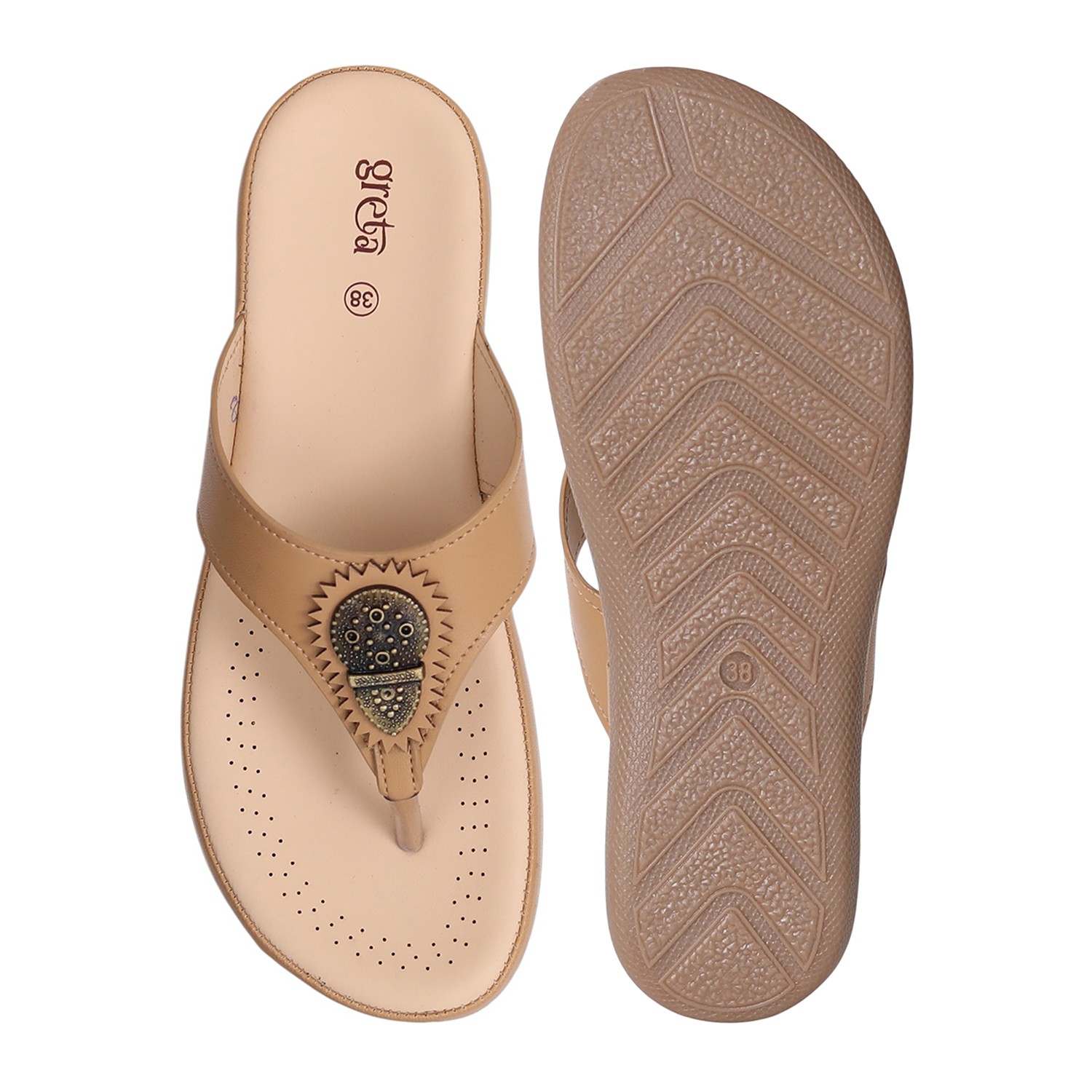 Women Beige  Comfort Slip-On Sandals