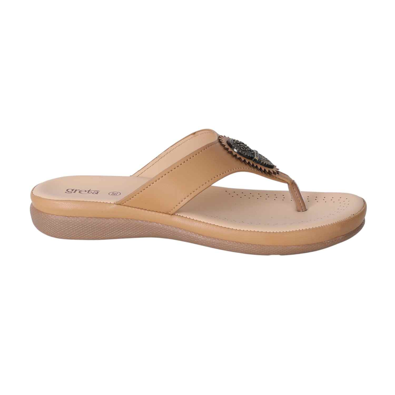 Women Beige  Comfort Slip-On Sandals