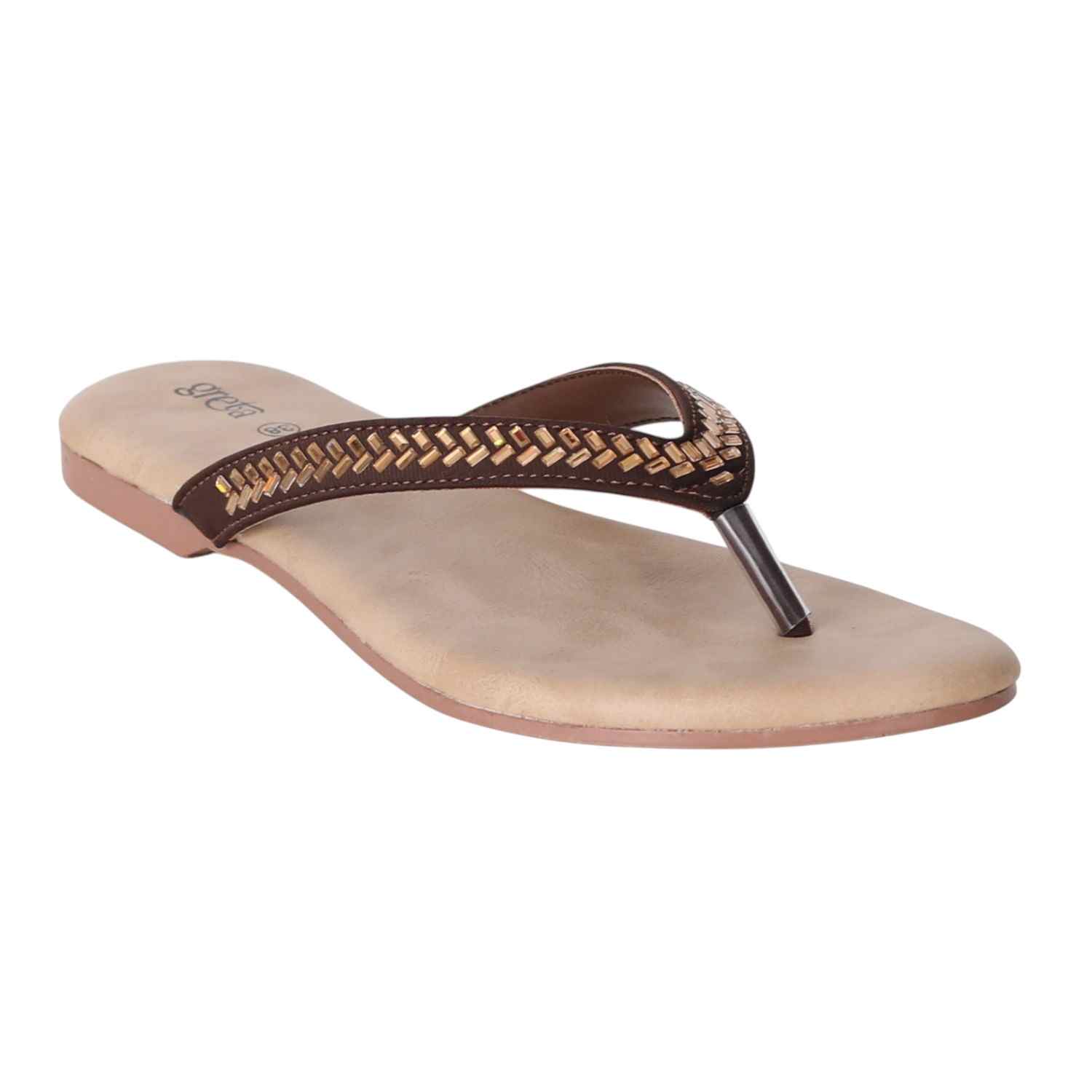 Women Copper Minimalist Flat Sandals