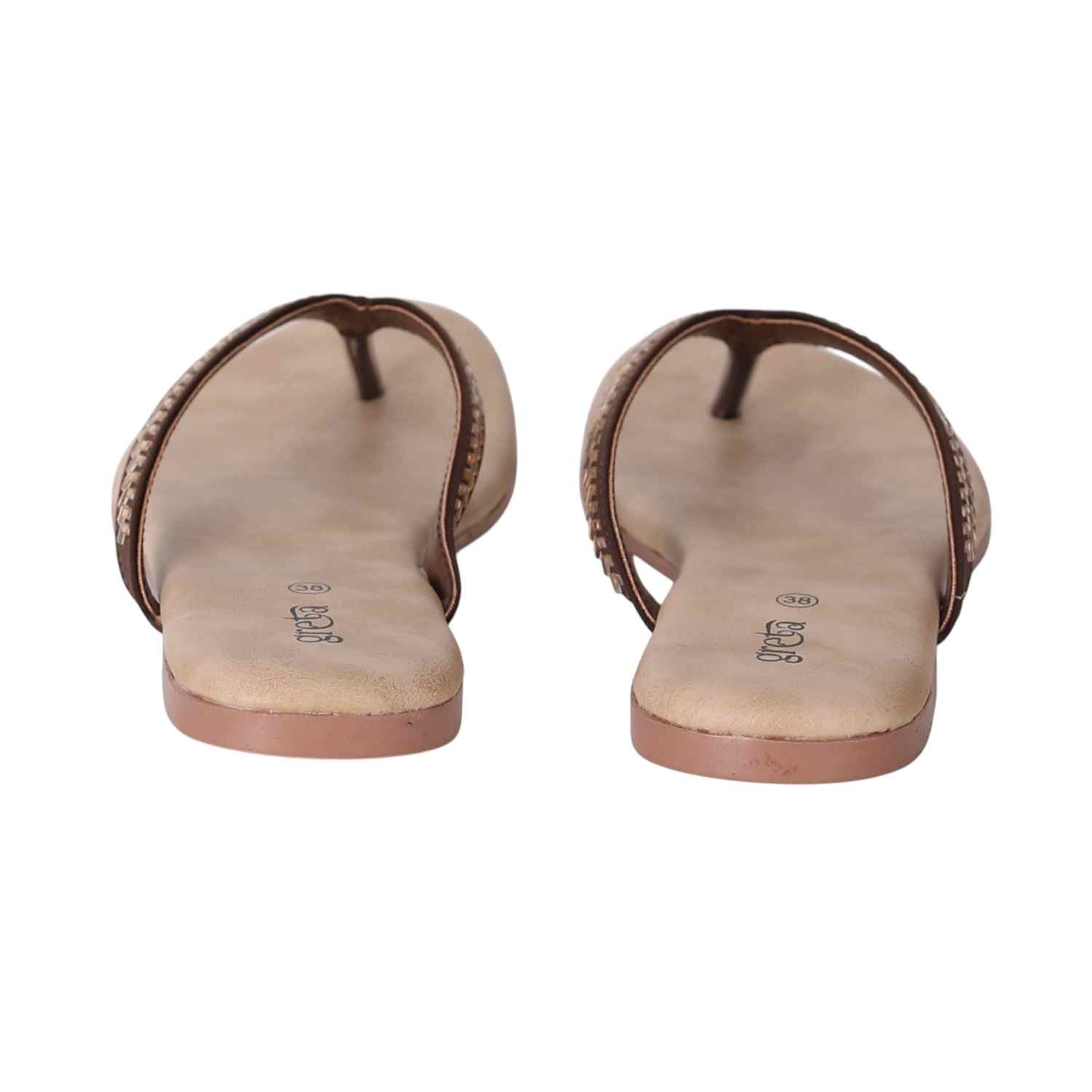 Women Copper Minimalist Flat Sandals