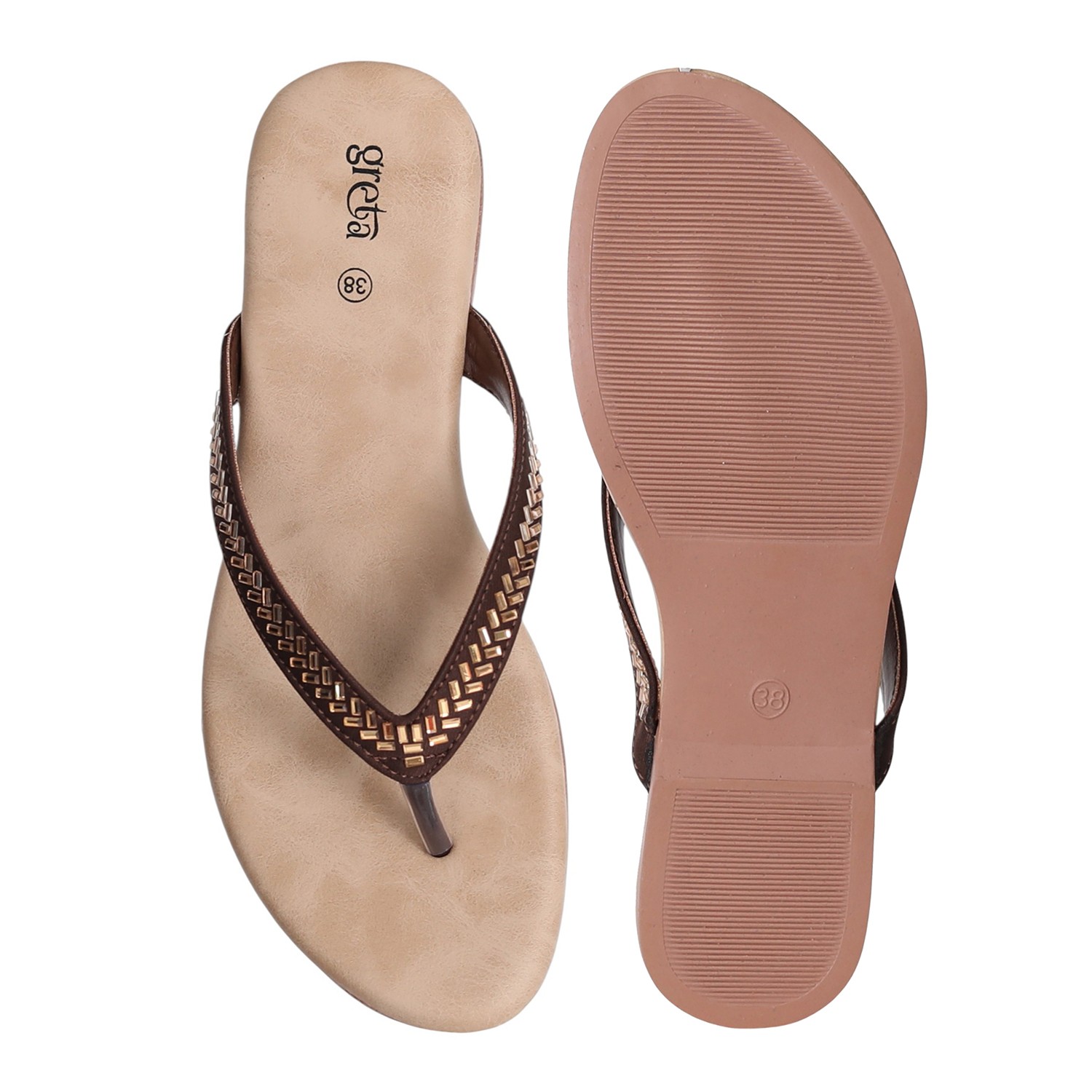 Women Copper Minimalist Flat Sandals