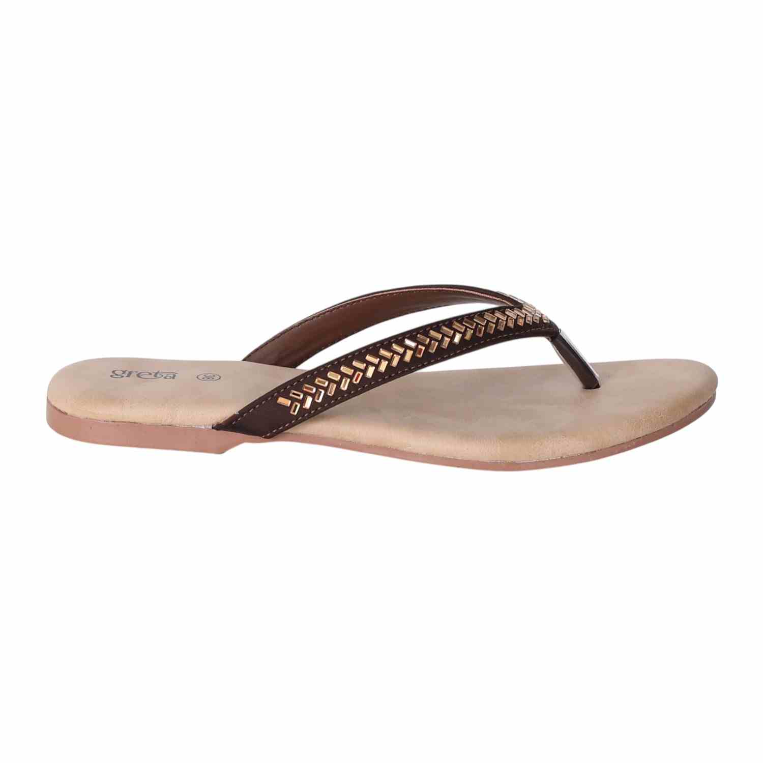 Women Copper Minimalist Flat Sandals