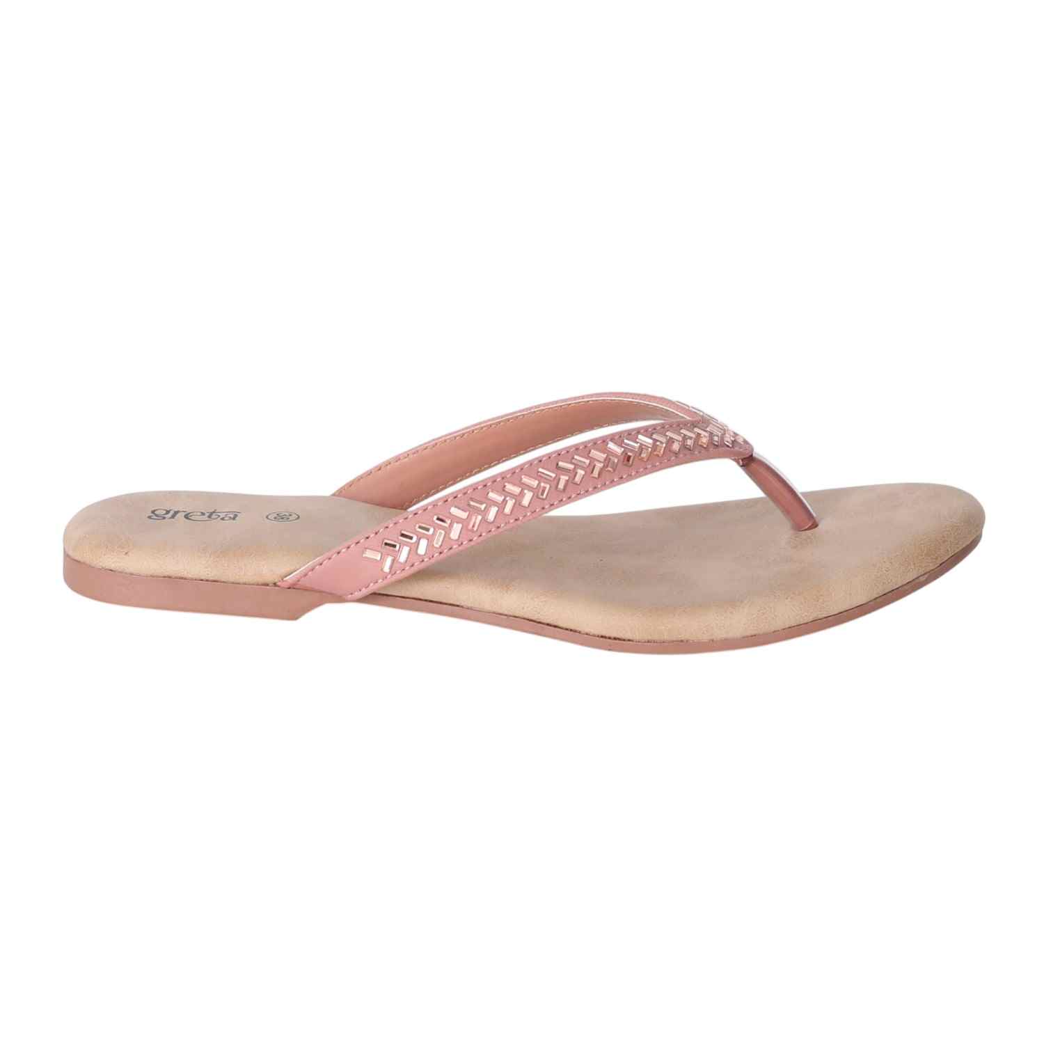 Women Rose Gold Minimalist Flat Sandals