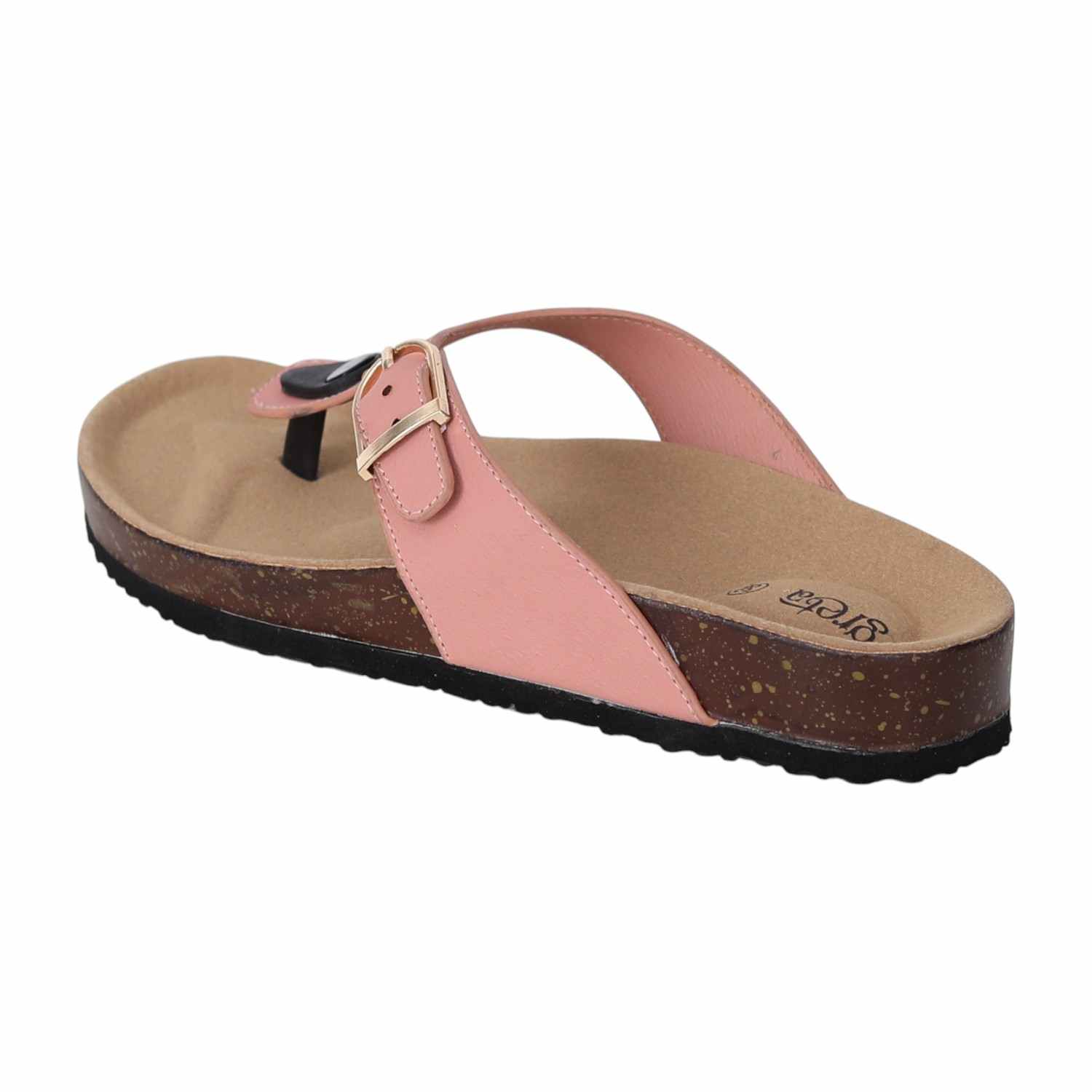 Women Pink Slip-On Sandals with Cork Footbed