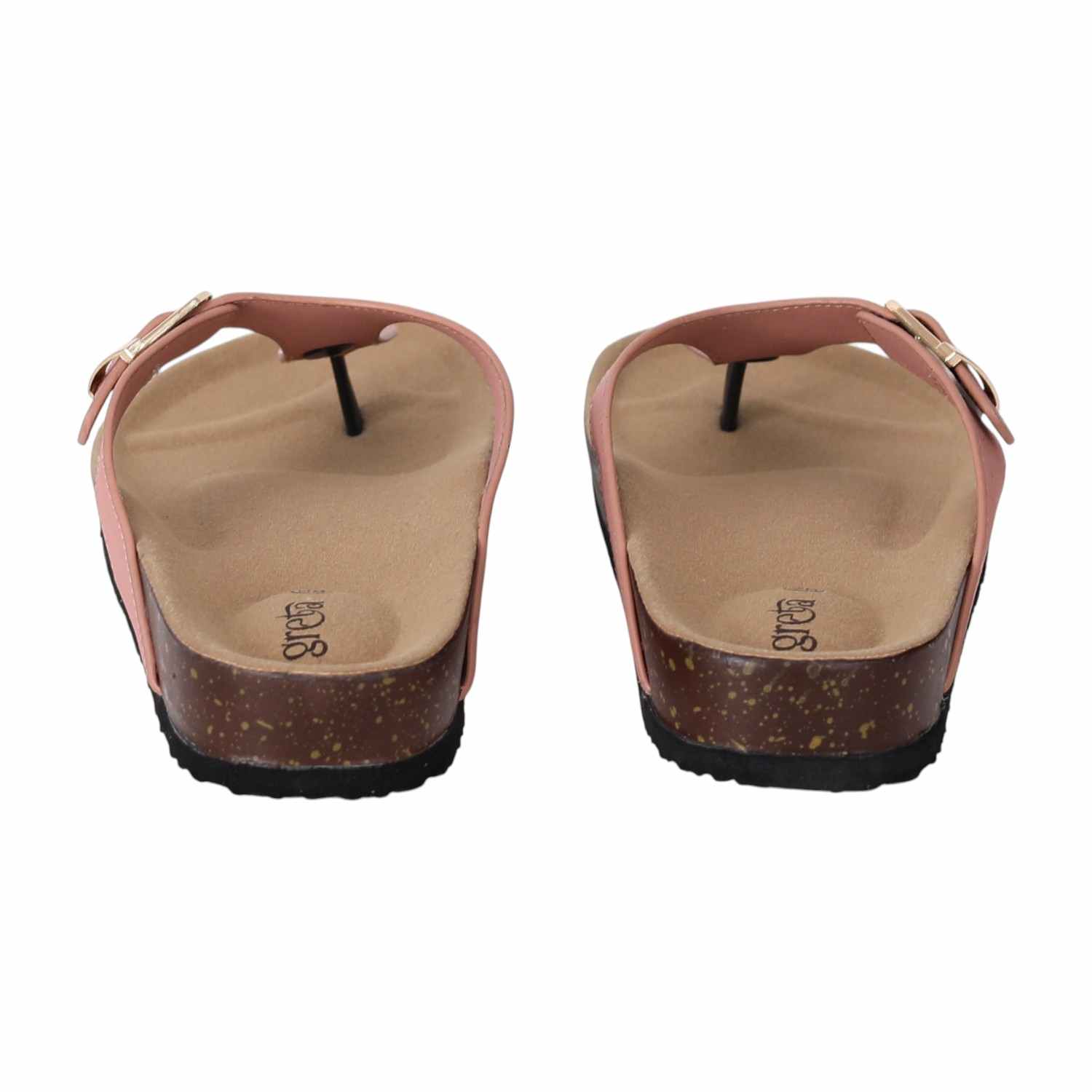 Women Pink Slip-On Sandals with Cork Footbed