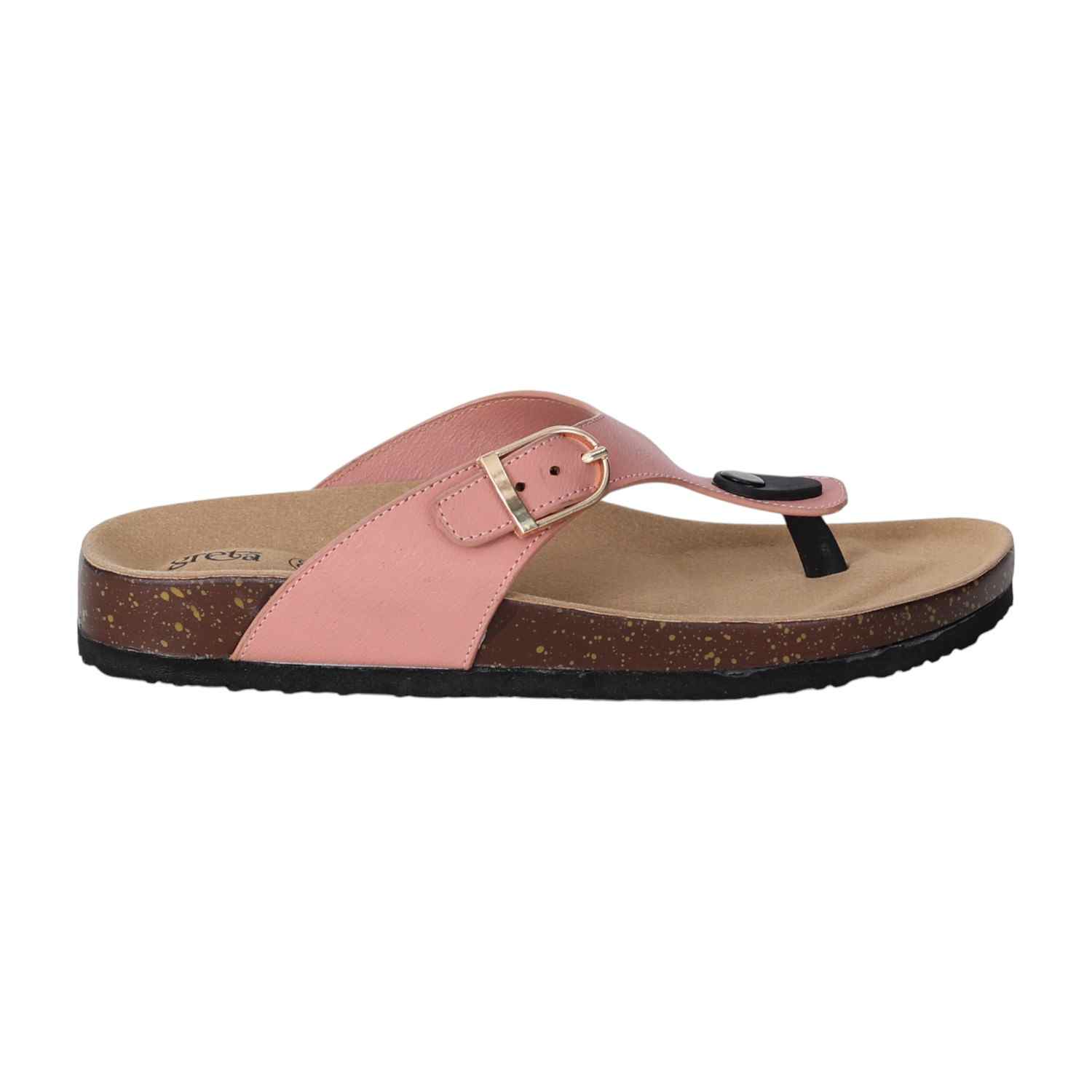 Women Pink Slip-On Sandals with Cork Footbed