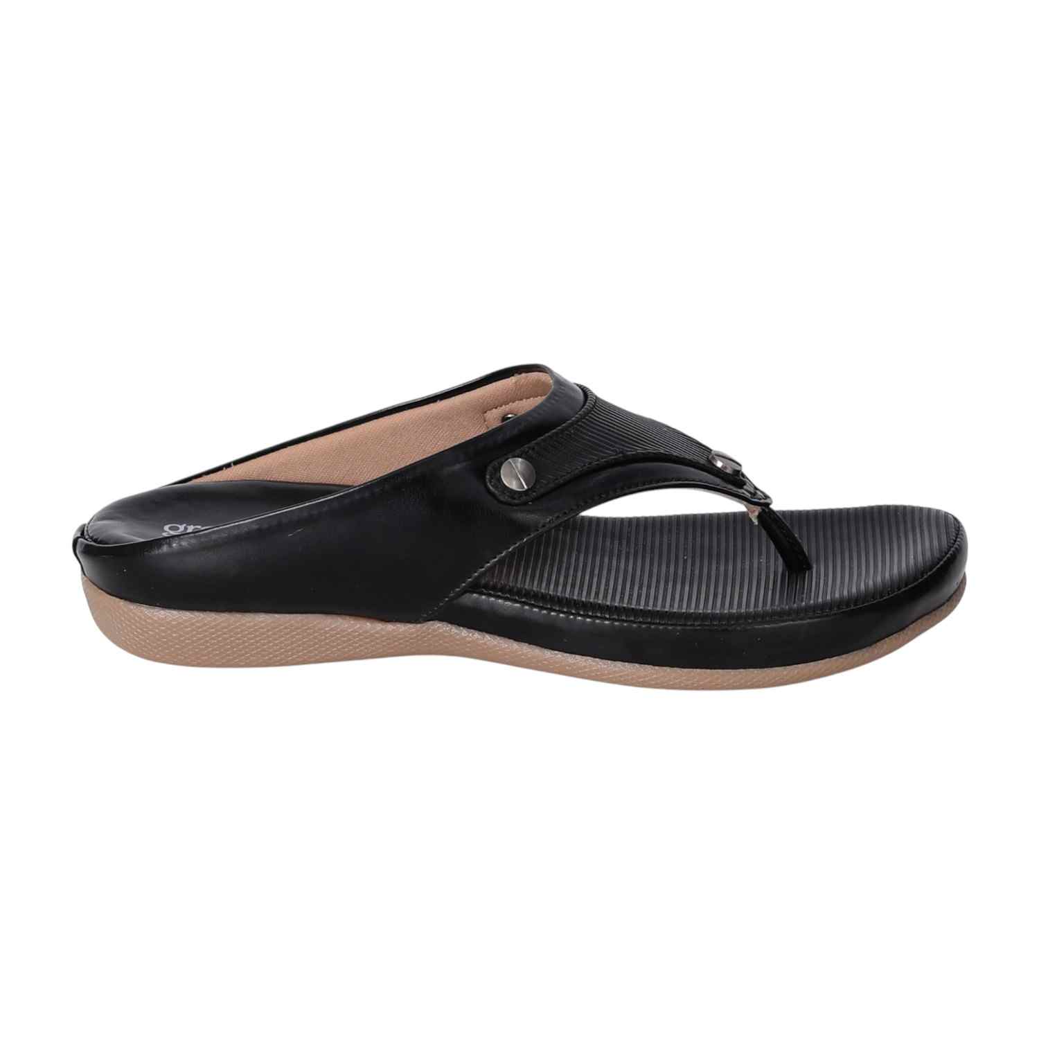Women Black Comfort Sandals with Textured Footbed