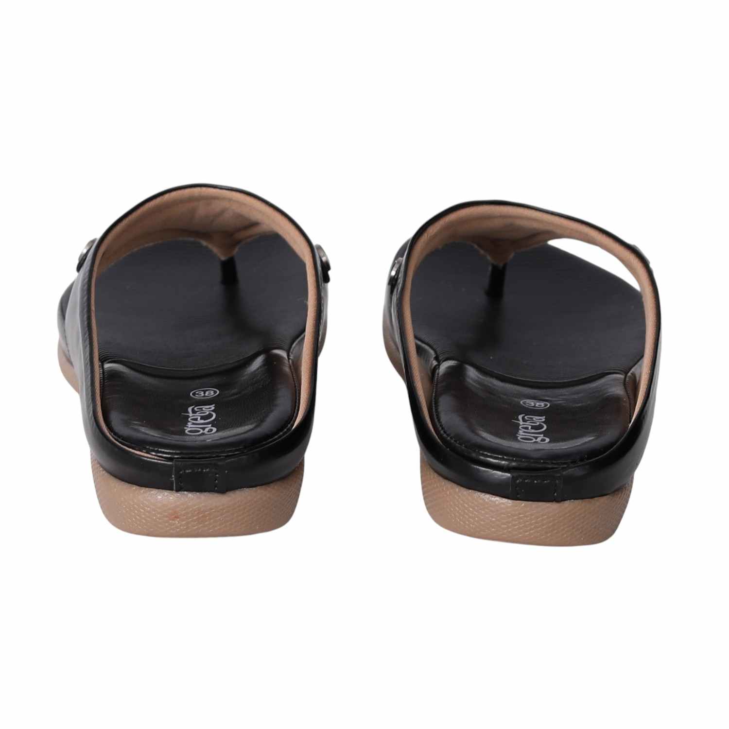 Women Black Comfort Sandals with Textured Footbed
