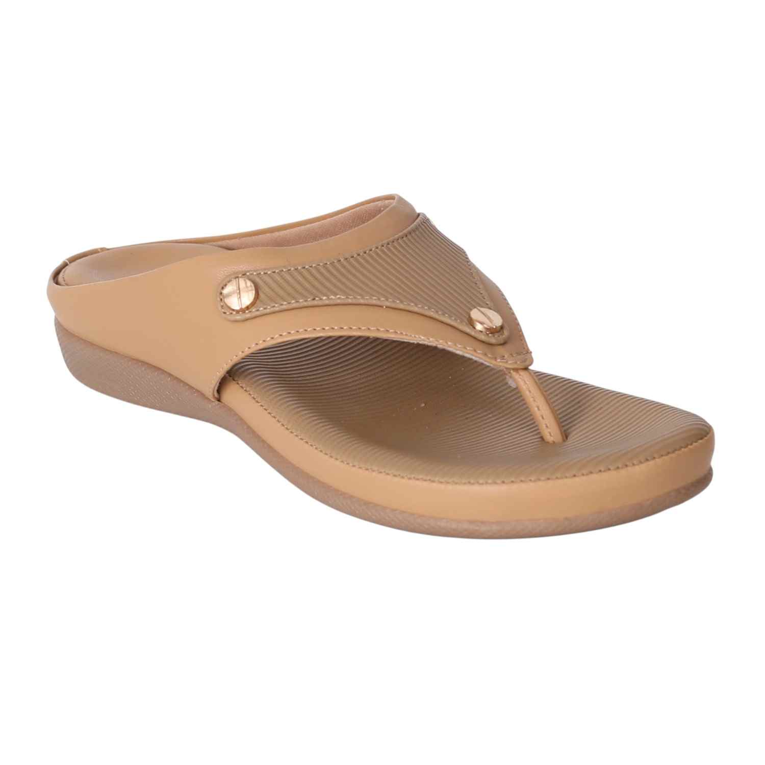 Women Beige Comfort Sandals with Textured Footbed