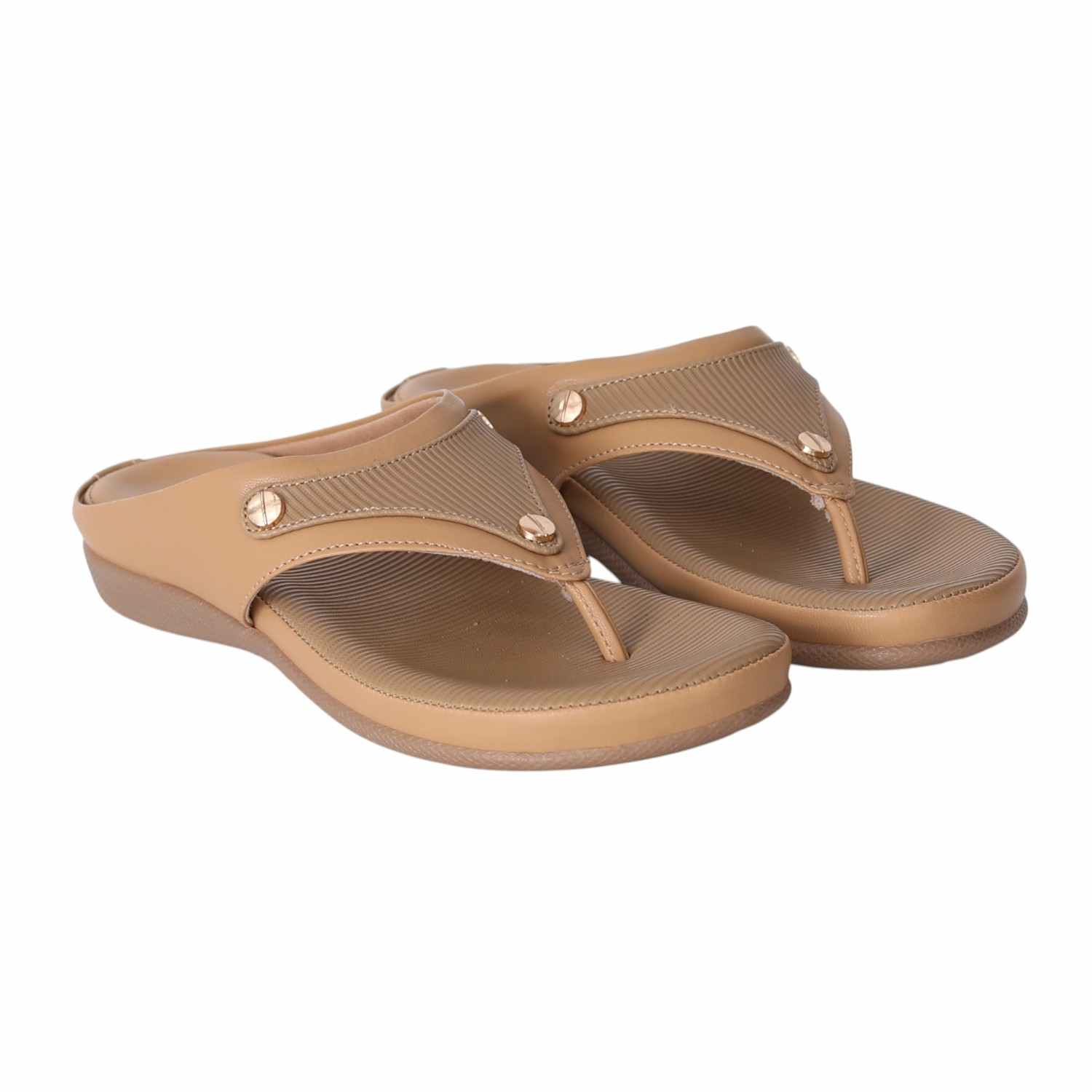 Women Beige Comfort Sandals with Textured Footbed
