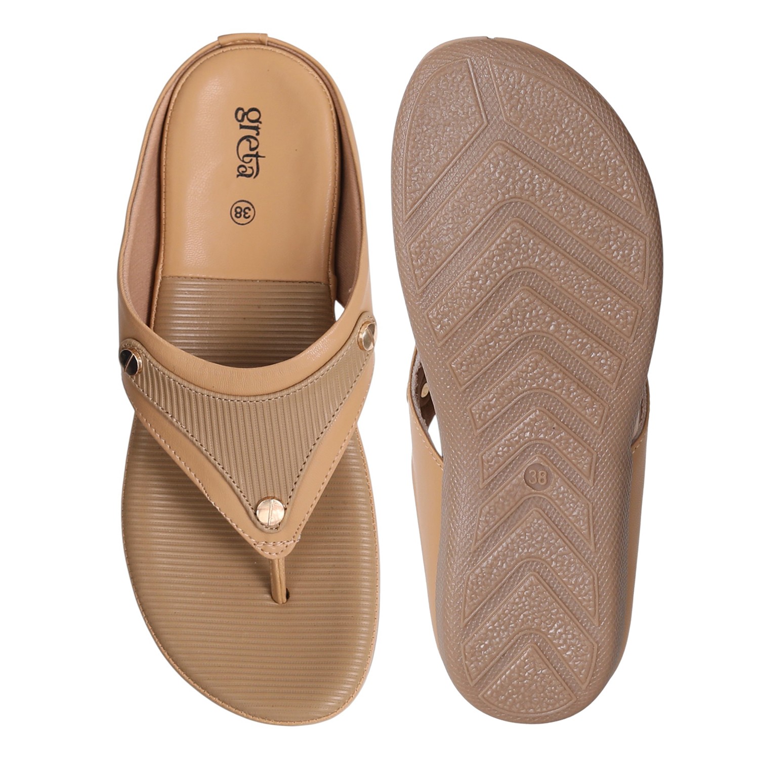 Women Beige Comfort Sandals with Textured Footbed
