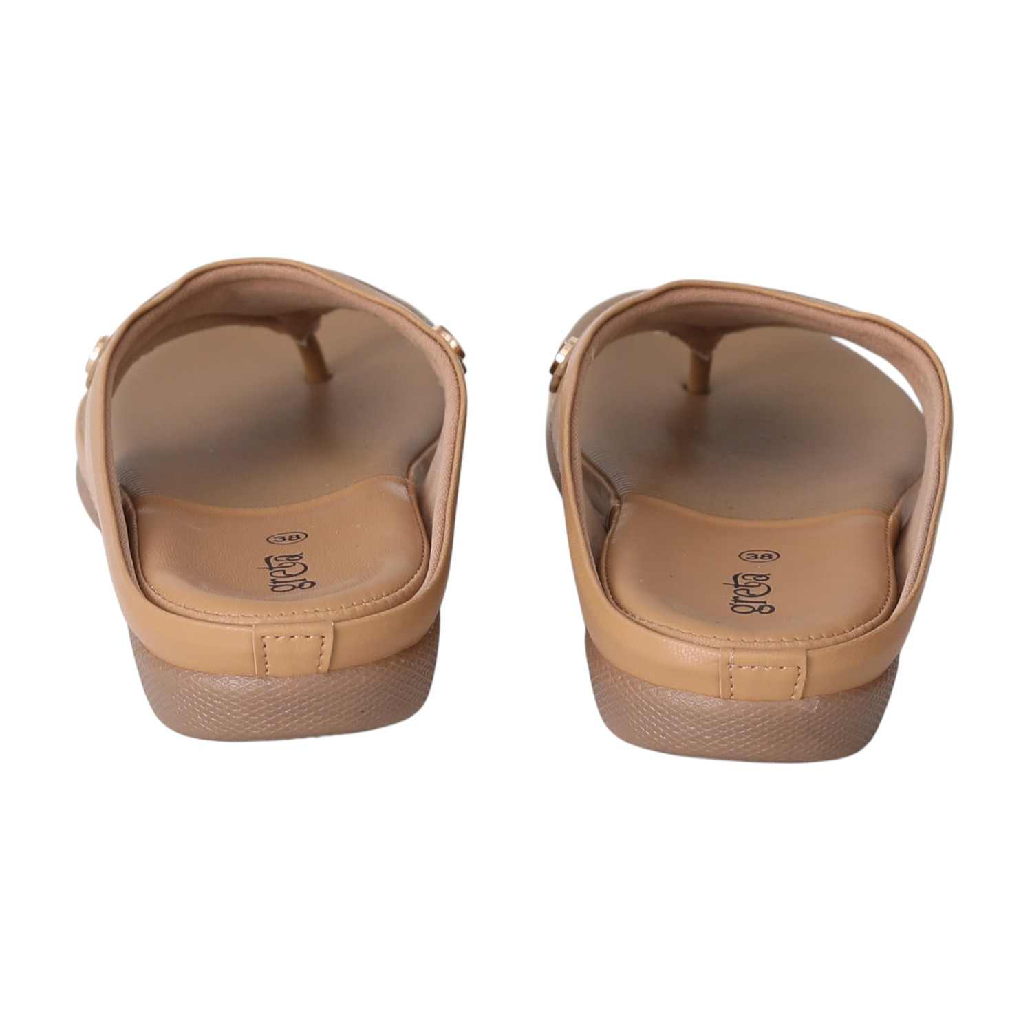 Women Beige Comfort Sandals with Textured Footbed