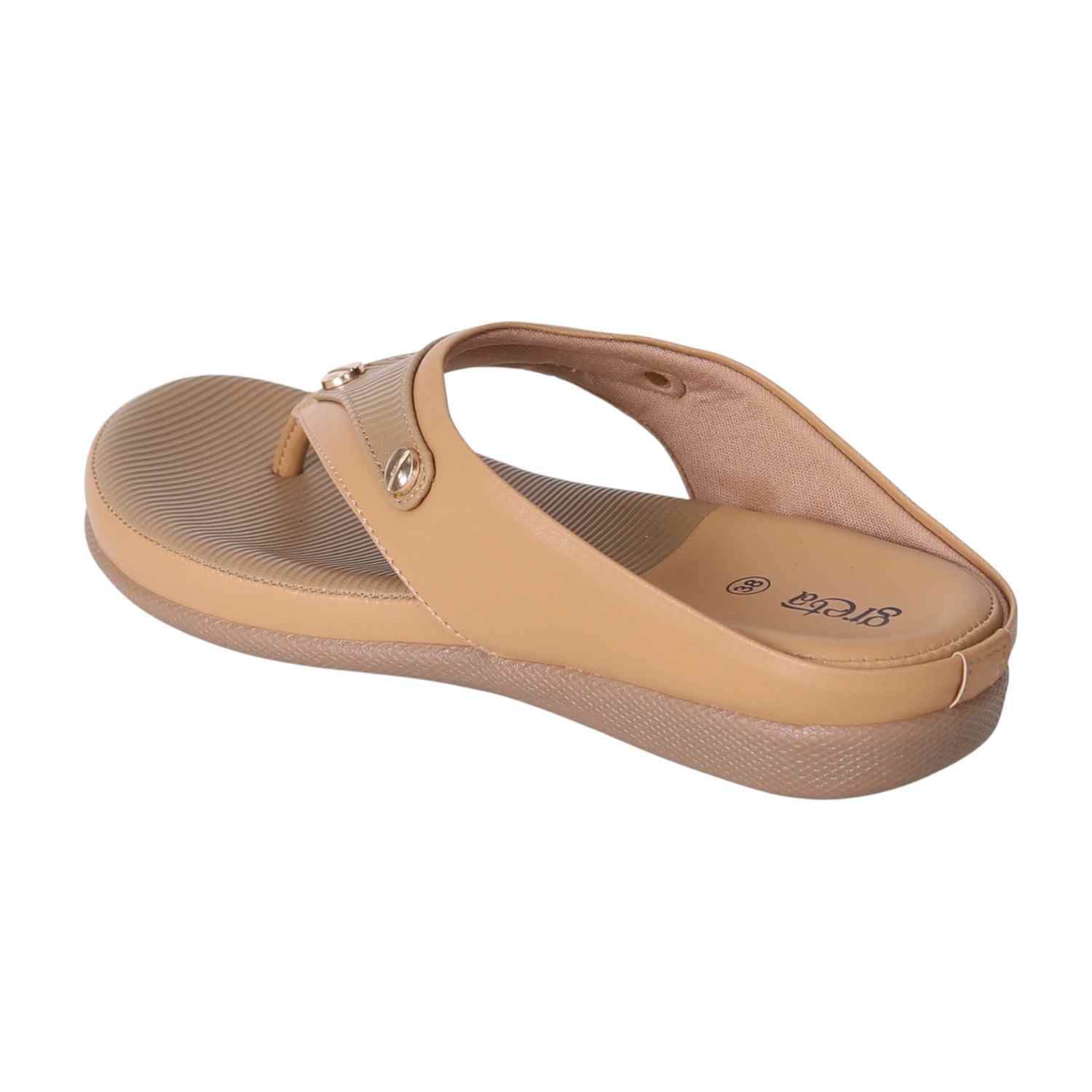 Women Beige Comfort Sandals with Textured Footbed