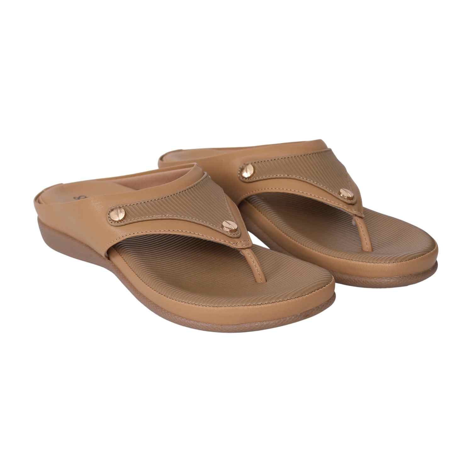 greta | Women Beige Comfort Sandals with Textured Footbed|1