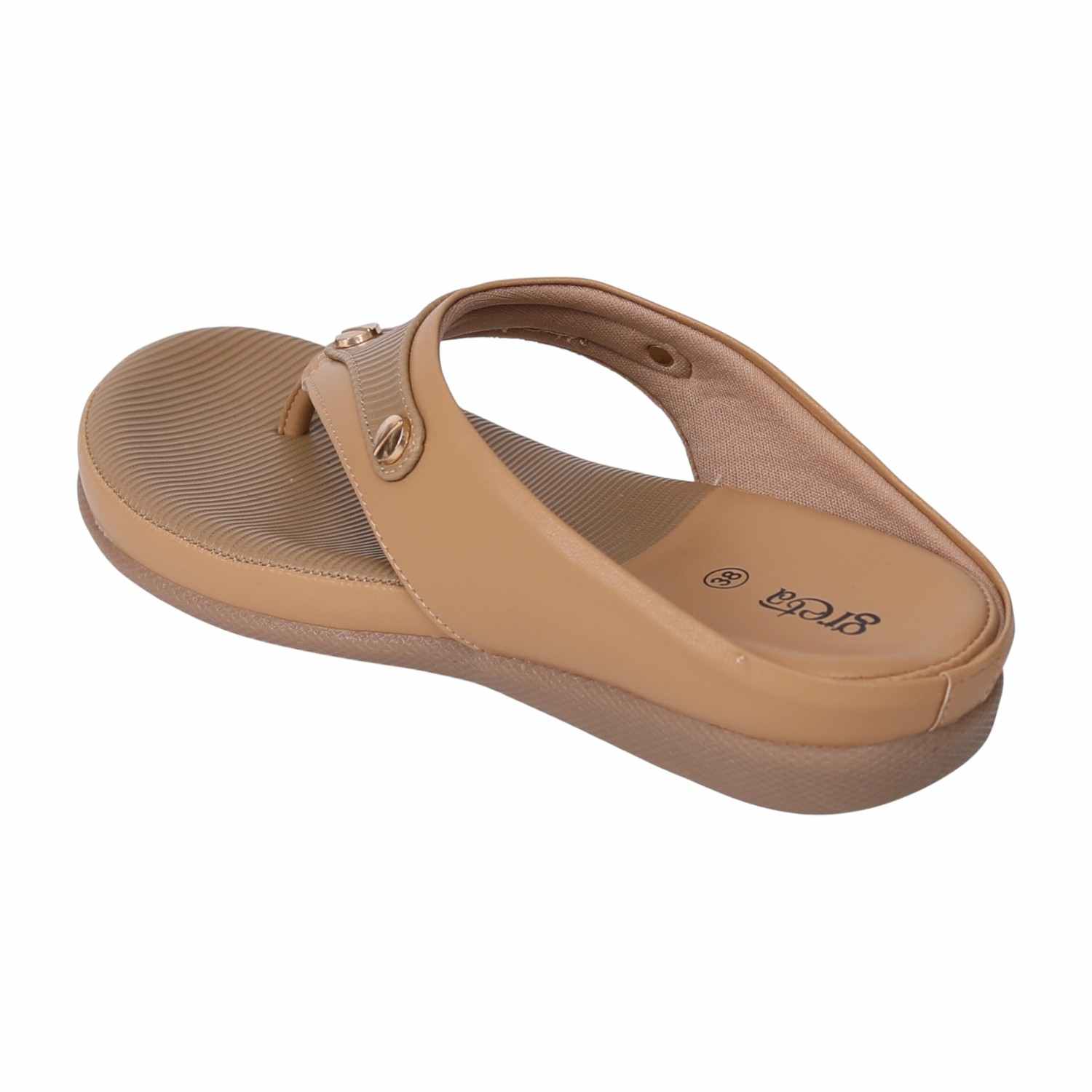 greta | Women Beige Comfort Sandals with Textured Footbed|4