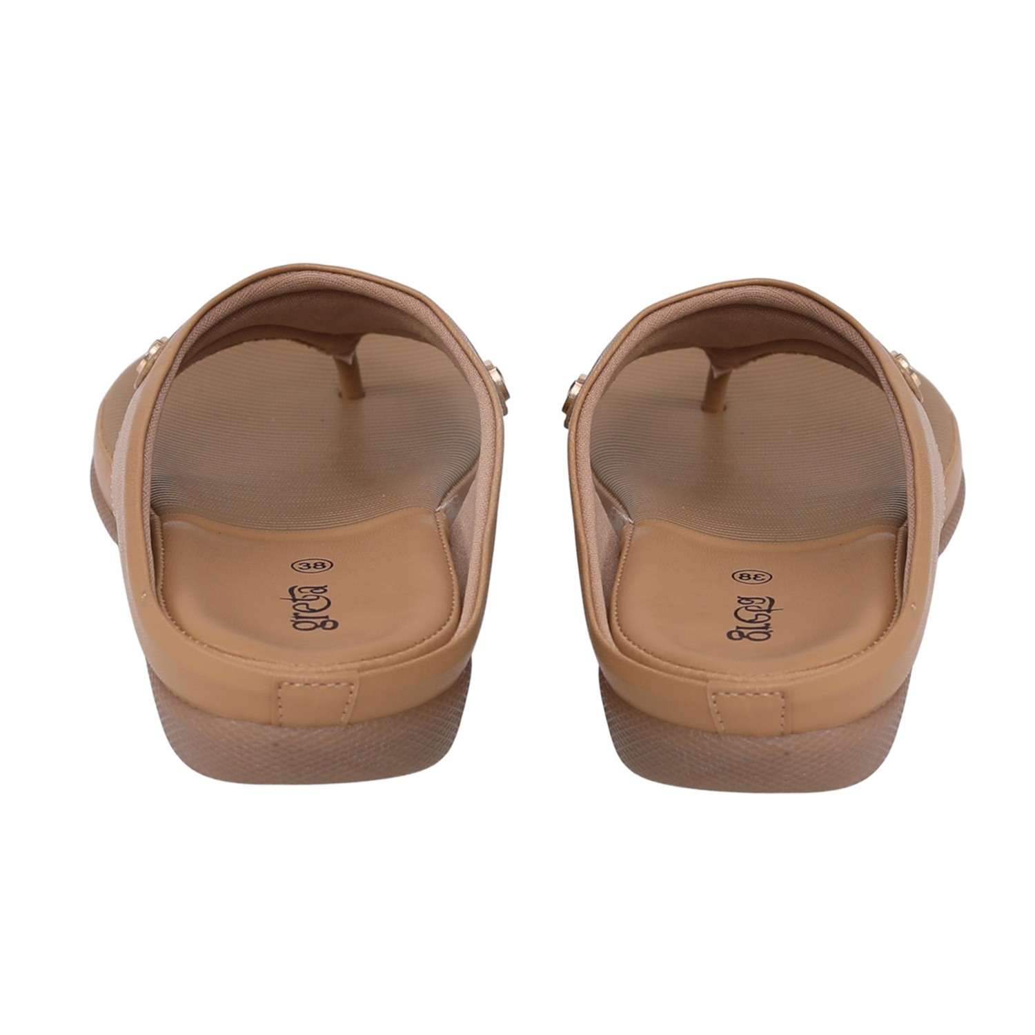 greta | Women Beige Comfort Sandals with Textured Footbed|5