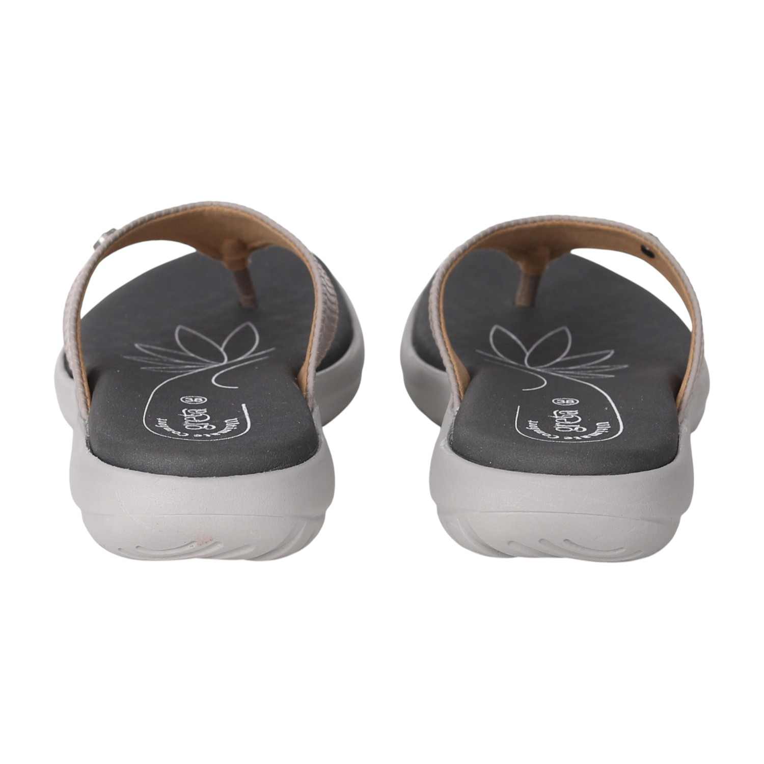 Women Grey Lightweight Sandals with Floral Footbed