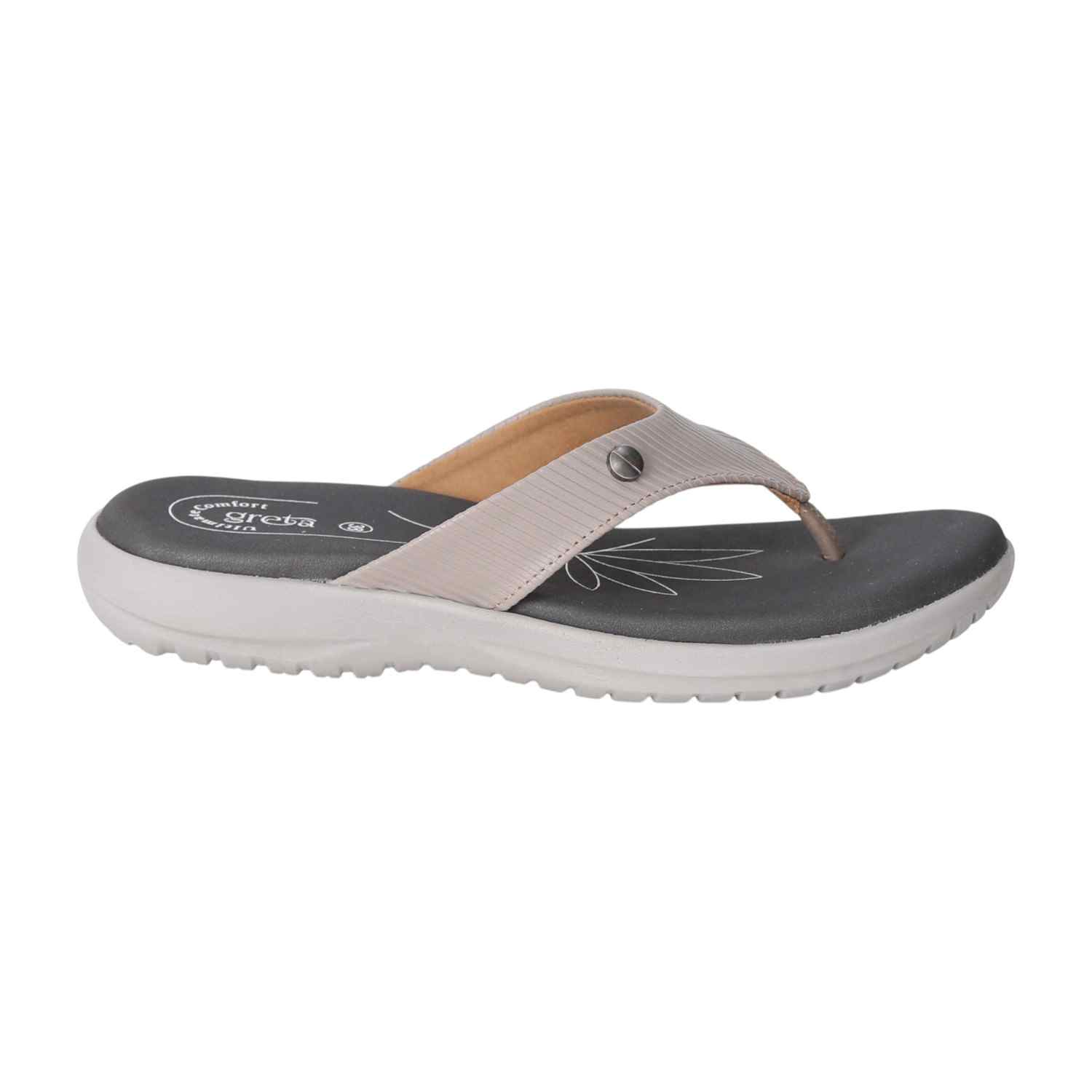 Women Grey Lightweight Sandals with Floral Footbed