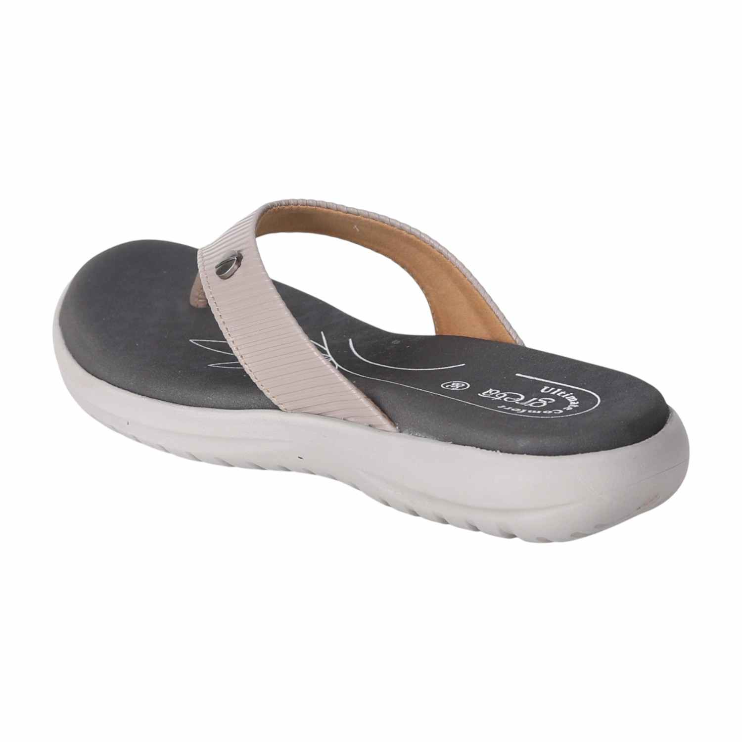 Women Grey Lightweight Sandals with Floral Footbed