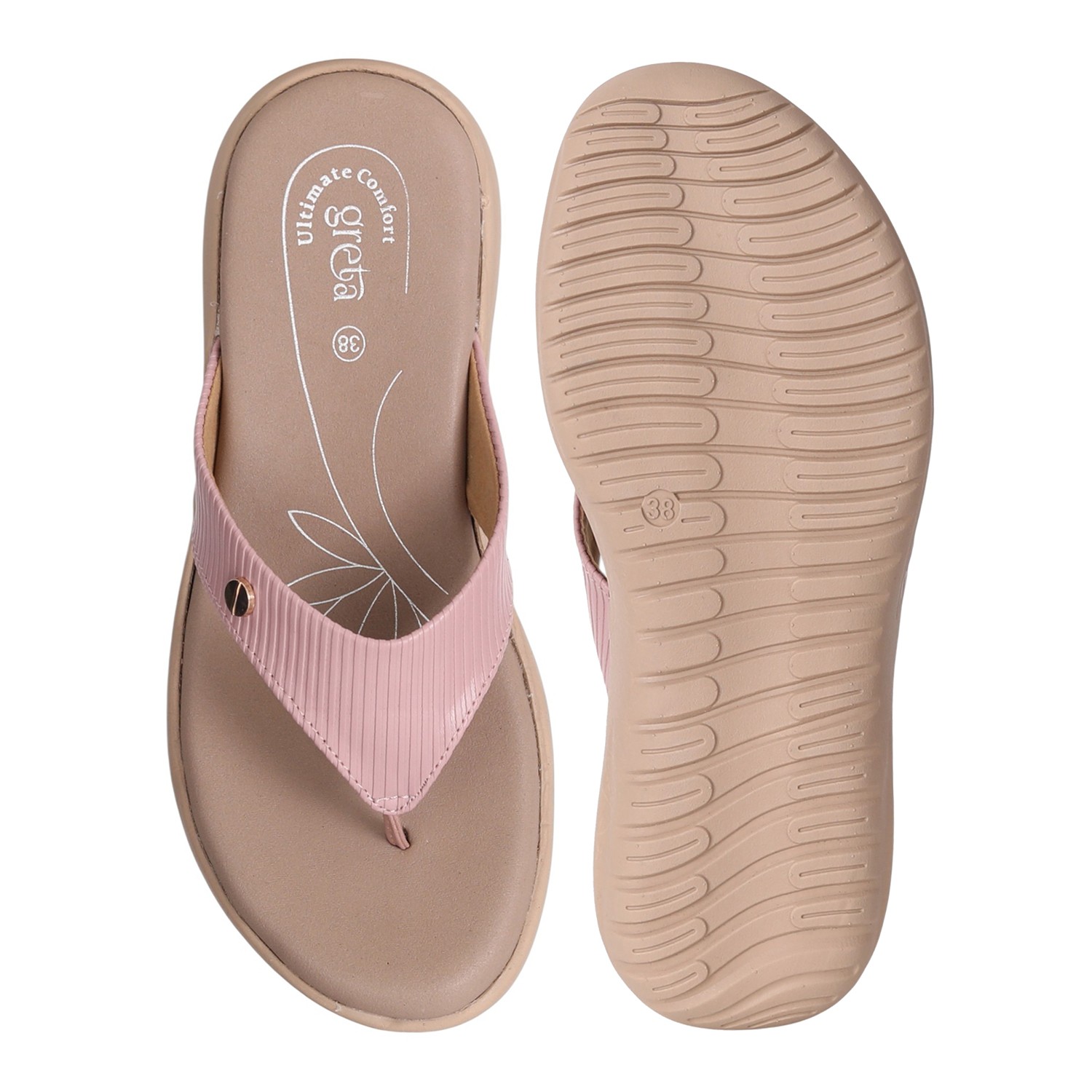 Women Pink Lightweight Sandals with Floral Footbed