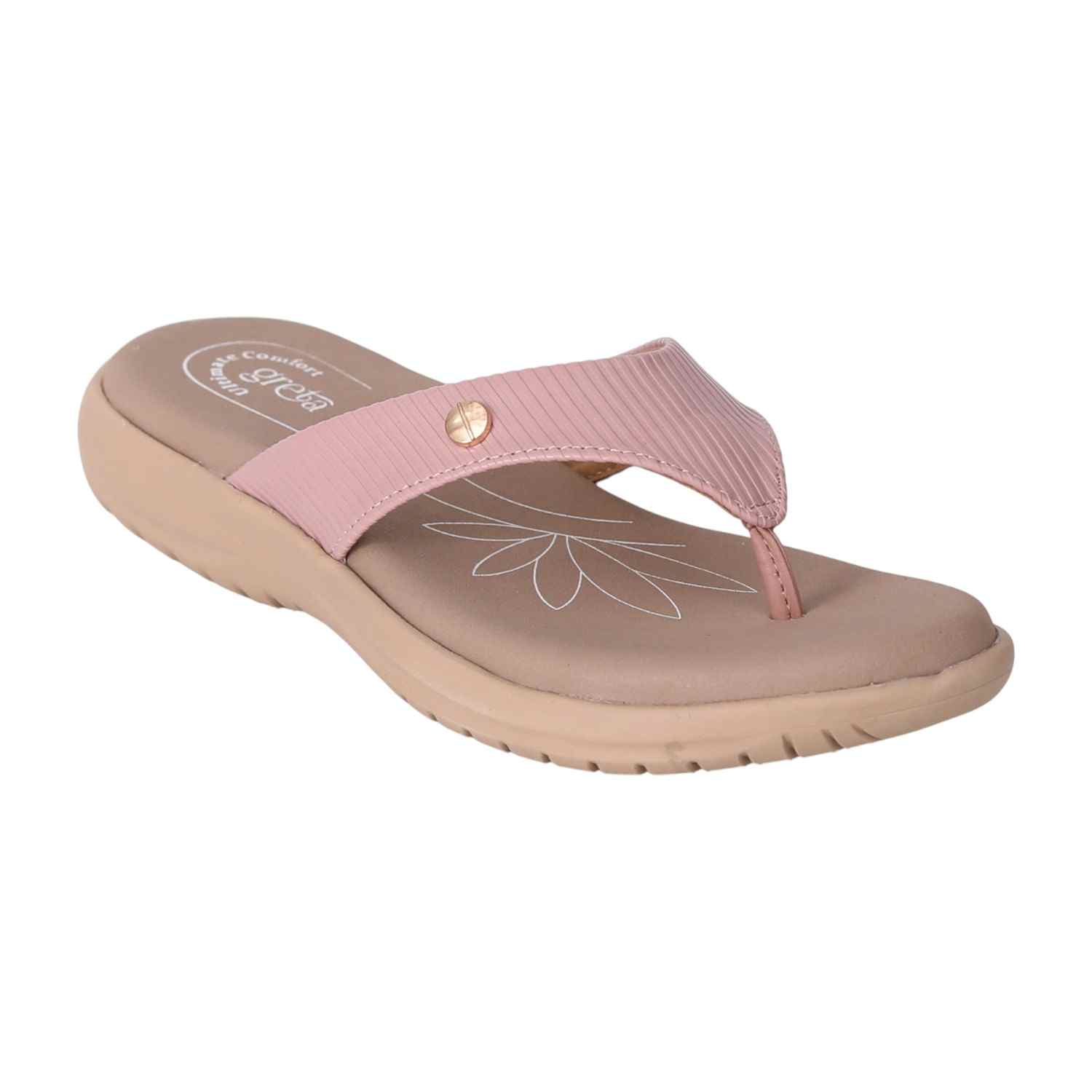 Women Pink Lightweight Sandals with Floral Footbed