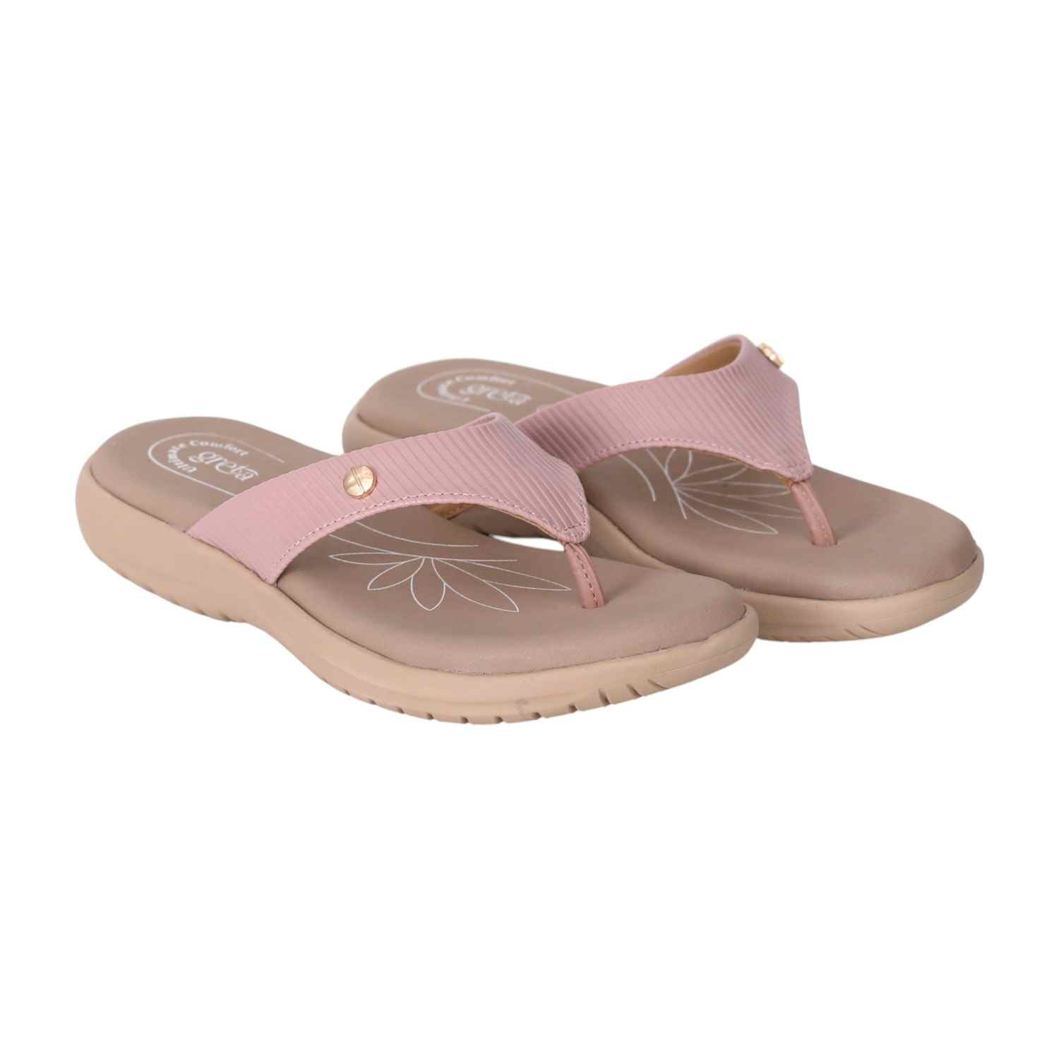 Women Pink Lightweight Sandals with Floral Footbed