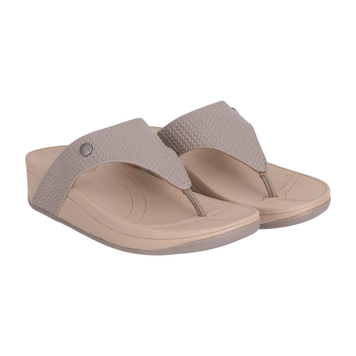 Women Beige Textured Wedge Sandals
