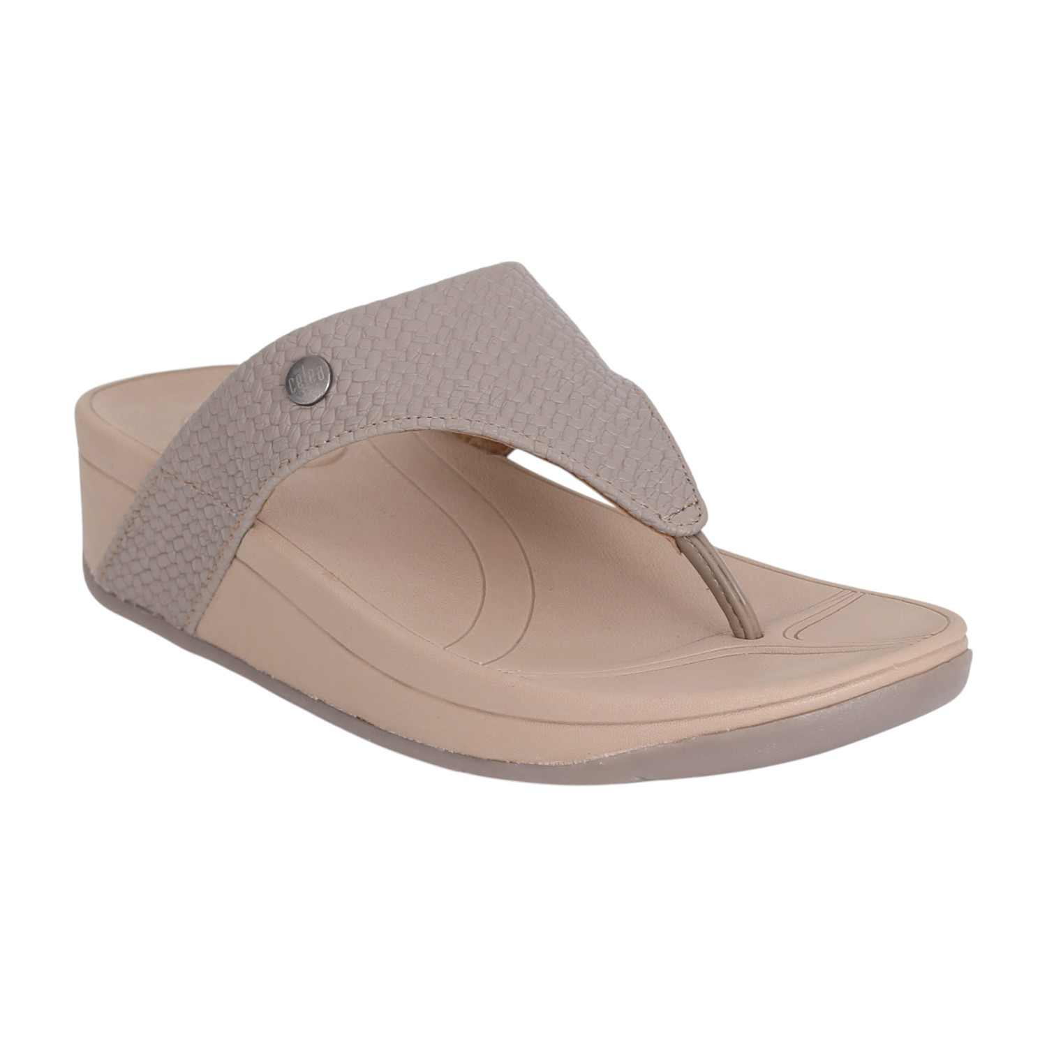 Women Beige Textured Wedge Sandals