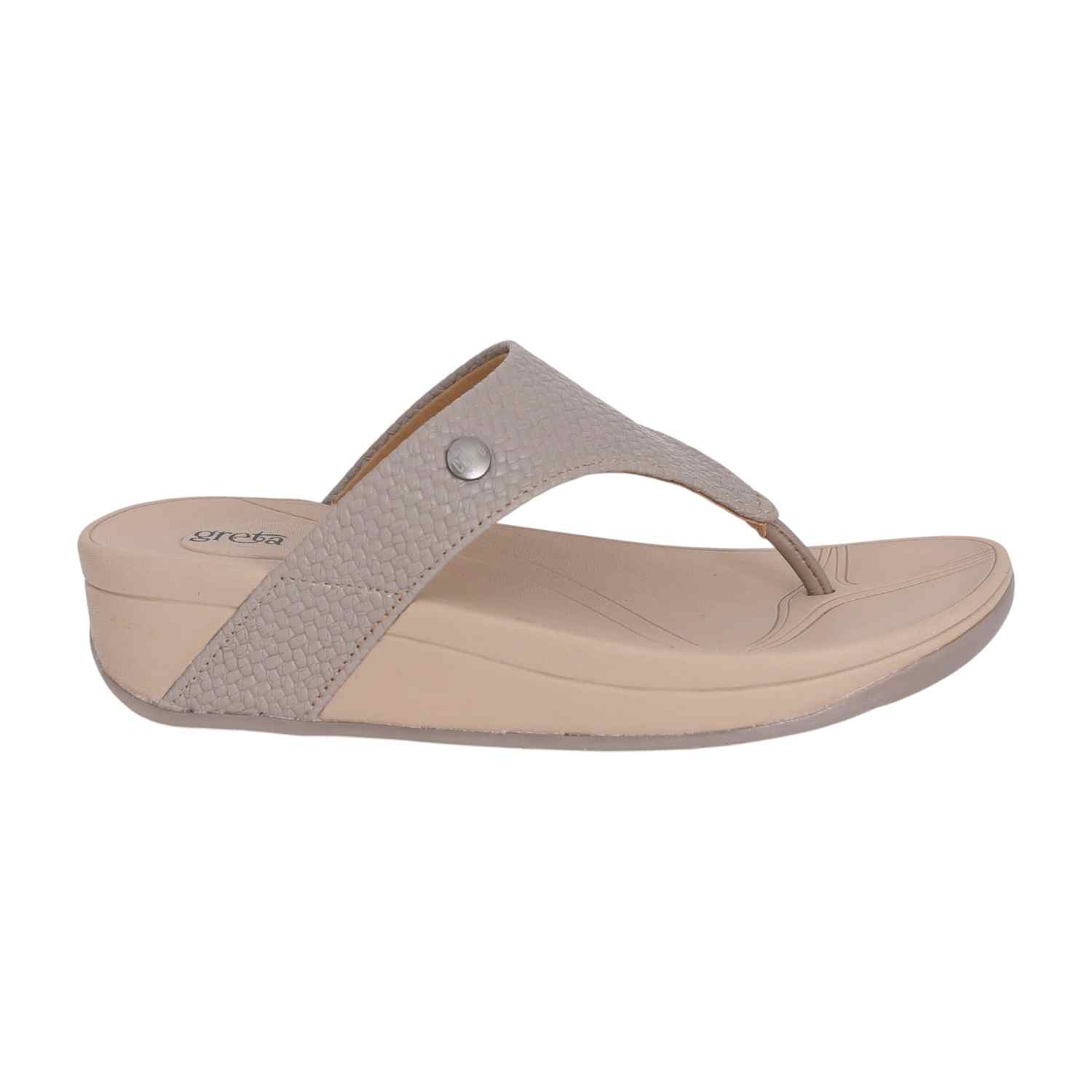 Women Beige Textured Wedge Sandals