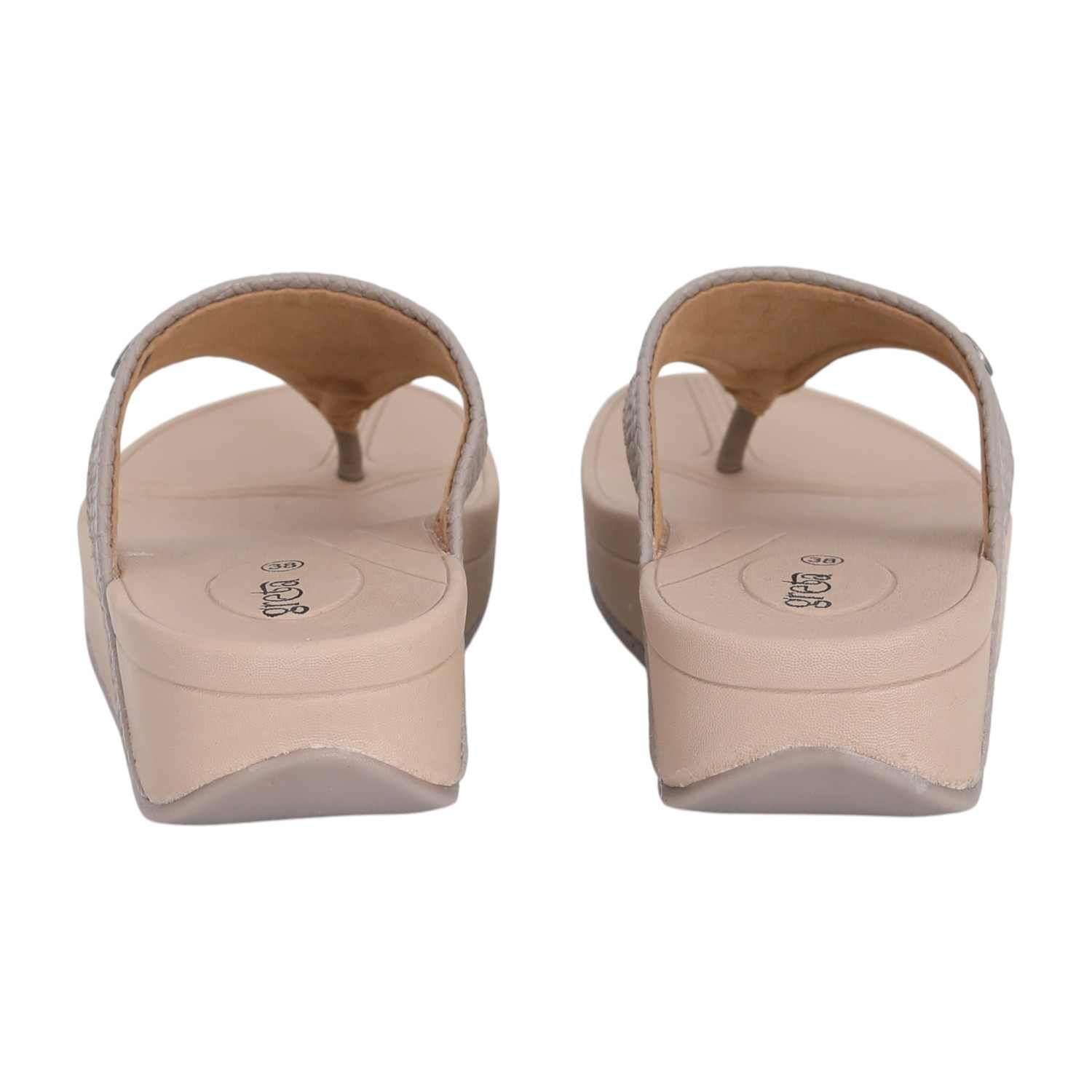 Women Beige Textured Wedge Sandals