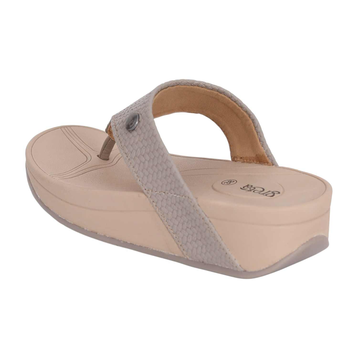 Women Beige Textured Wedge Sandals