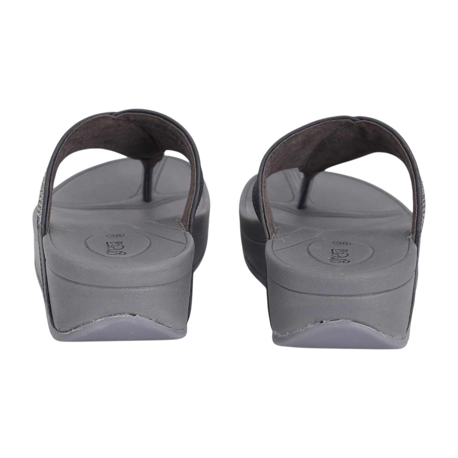 Women Grey Sparkle Wedge Sandals