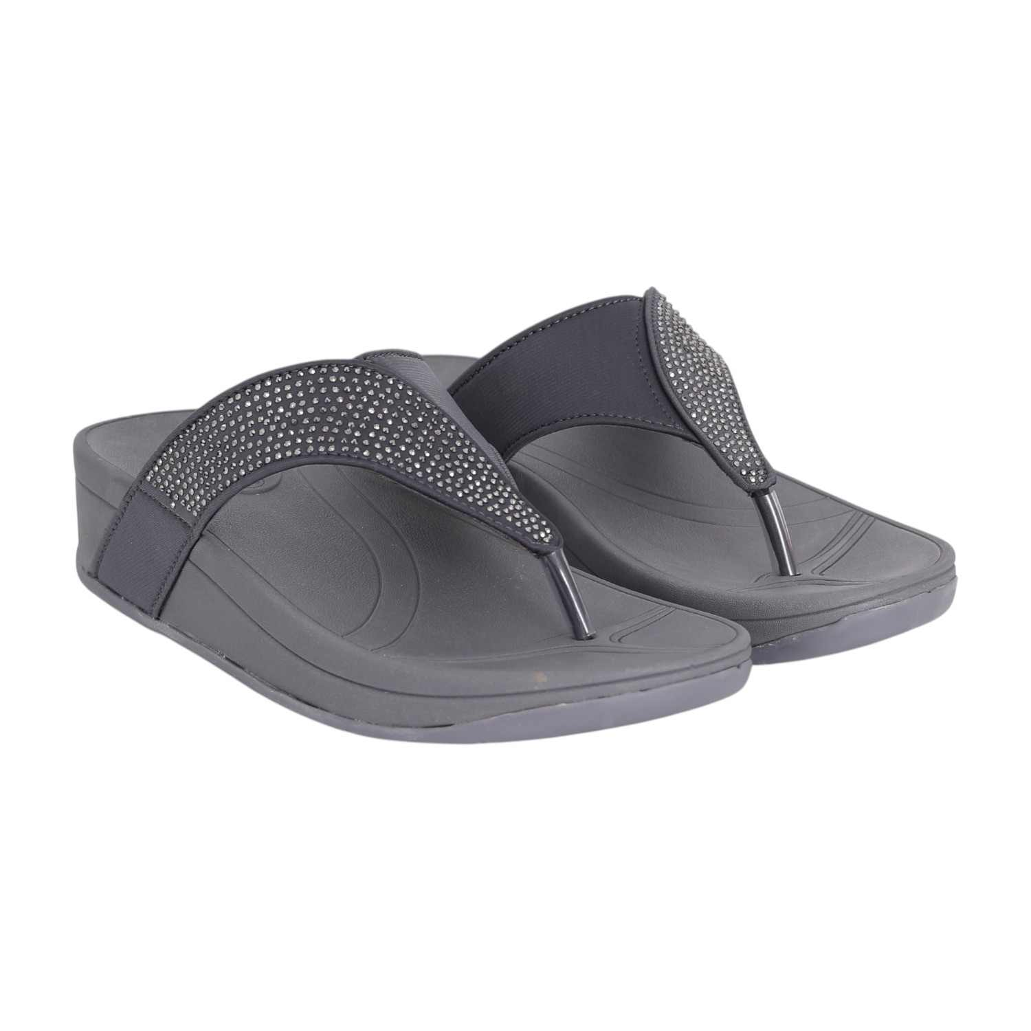 Women Grey Sparkle Wedge Sandals