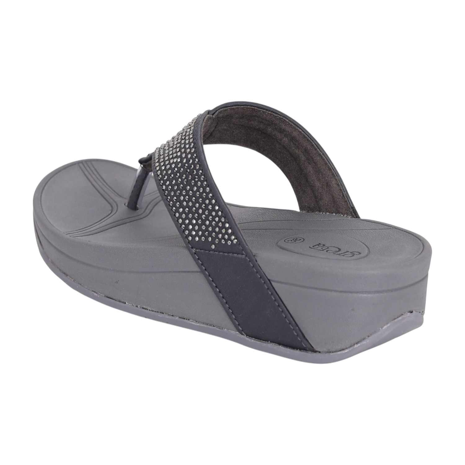 Women Grey Sparkle Wedge Sandals