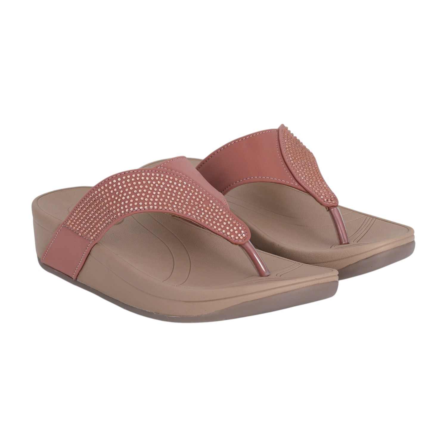 Women Pink Embellished Wedge Sandals