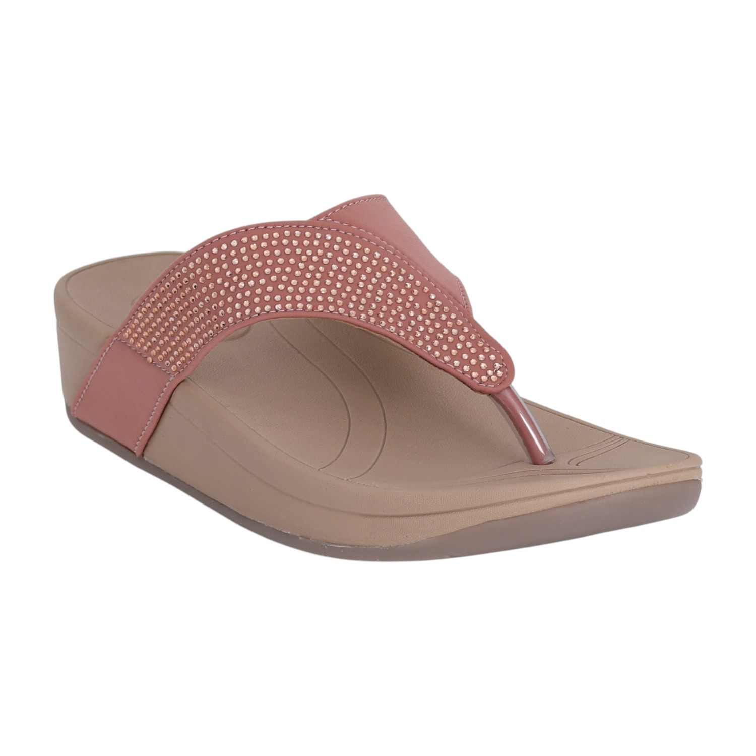 Women Pink Embellished Wedge Sandals