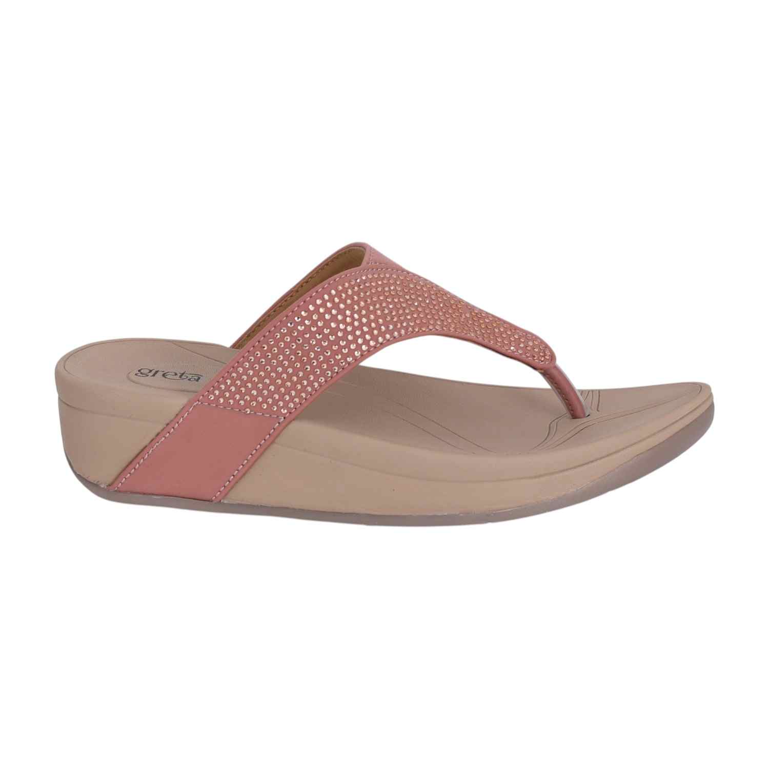 Women Pink Embellished Wedge Sandals